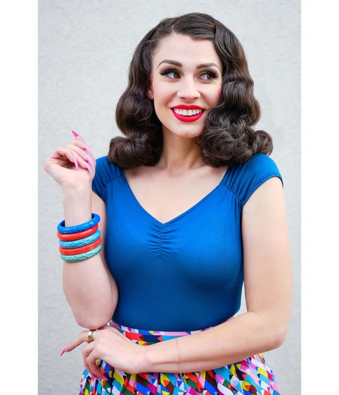 Retrolicious Blue Isabel Top made by Retrolicious