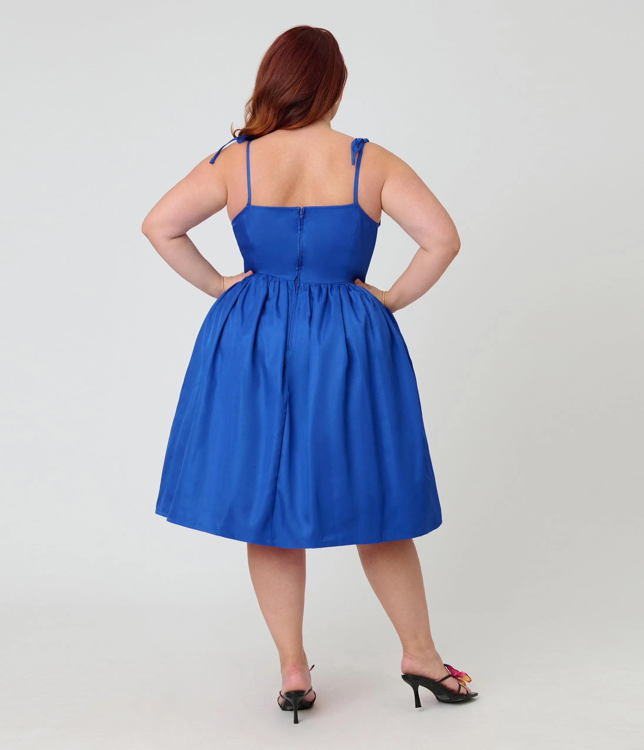 Unique Vintage Plus Size Blue & Rainbow Striped Butterfly Cutout Bobbie Swing Dress sold by Unique Vintage product image thumbnail 2
