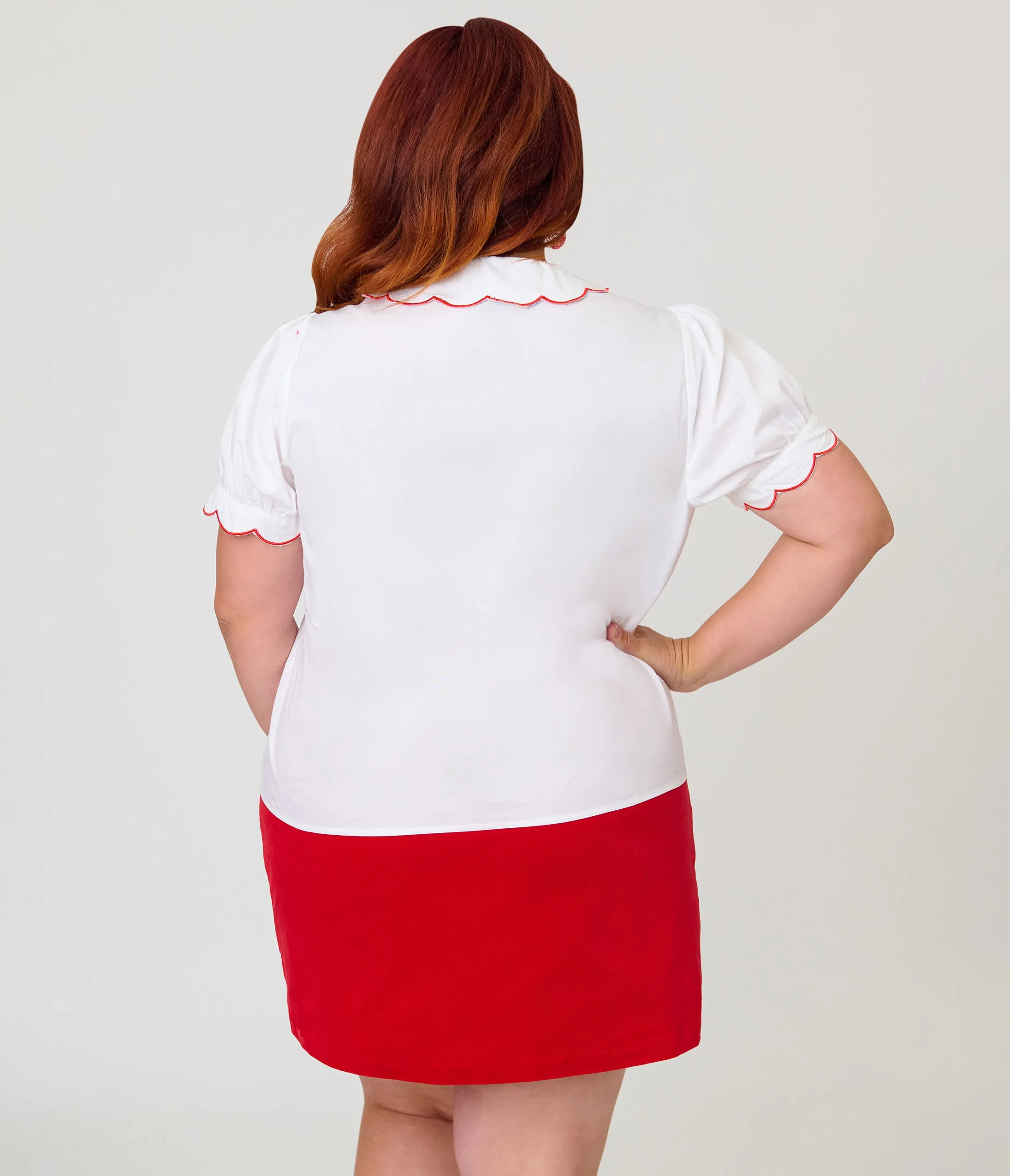 Smak Parlour Plus Size White & Rainbow Embroidered Puff Sleeve Top sold by Unique Vintage product image thumbnail 2