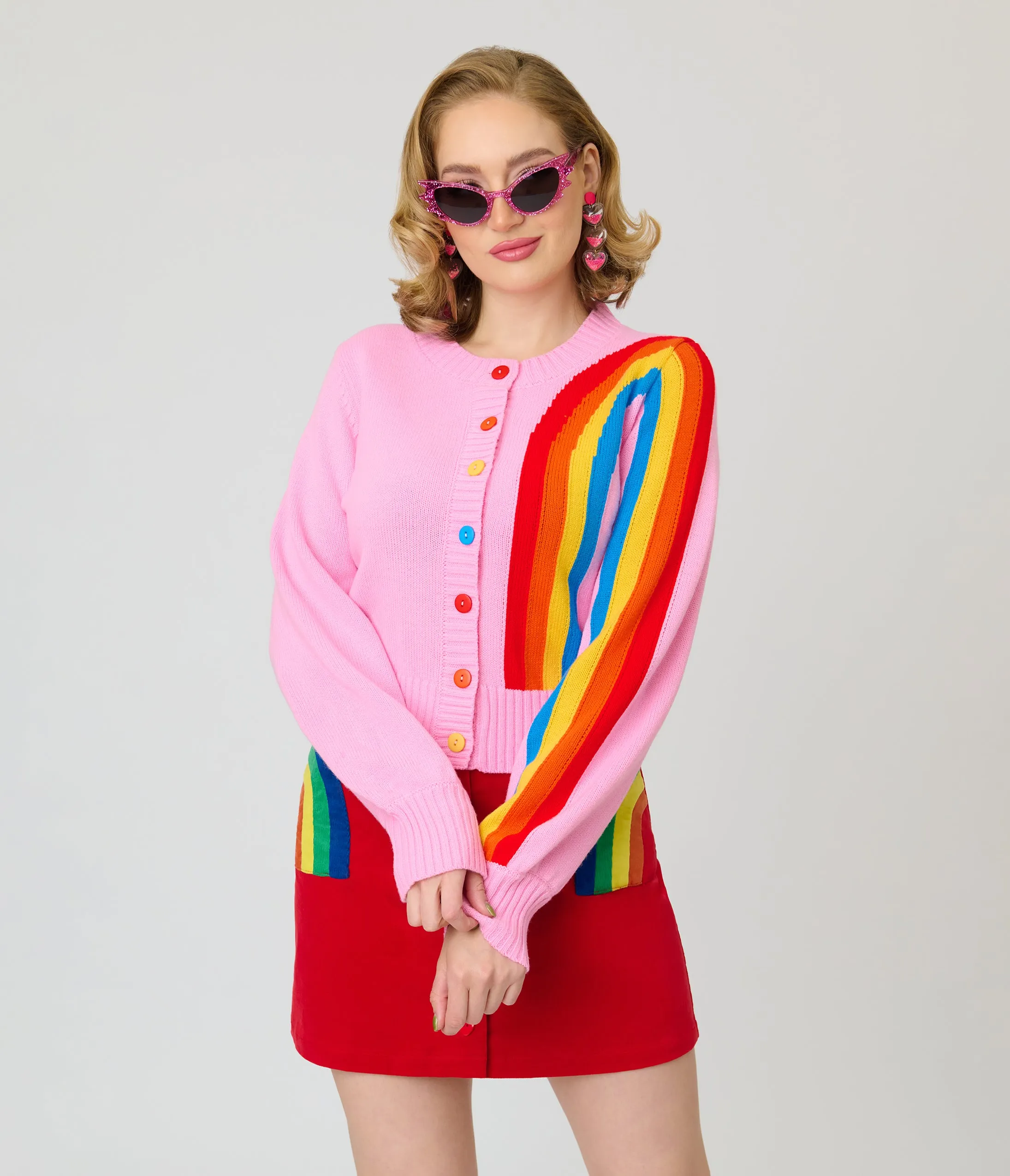 Unique Vintage Pink Rainbow Cropped Cardigan sold by Unique Vintage product image thumbnail 4