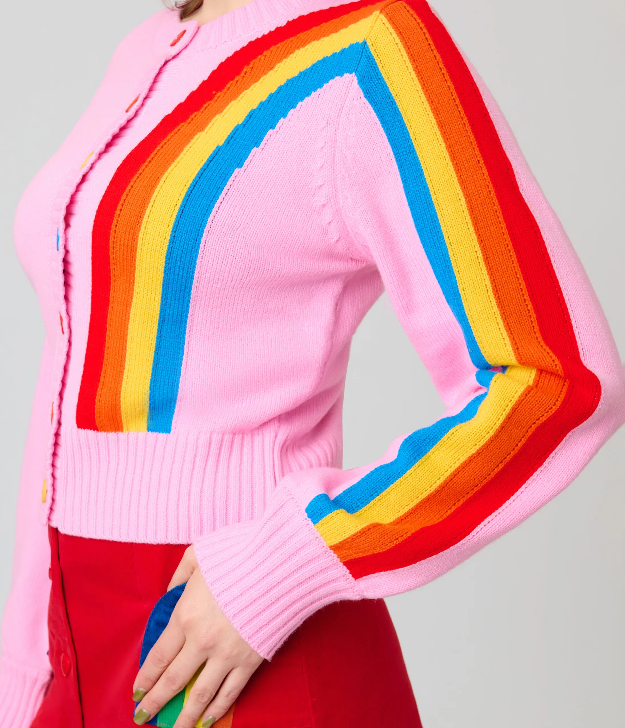 Unique Vintage Pink Rainbow Cropped Cardigan sold by Unique Vintage product image thumbnail 5