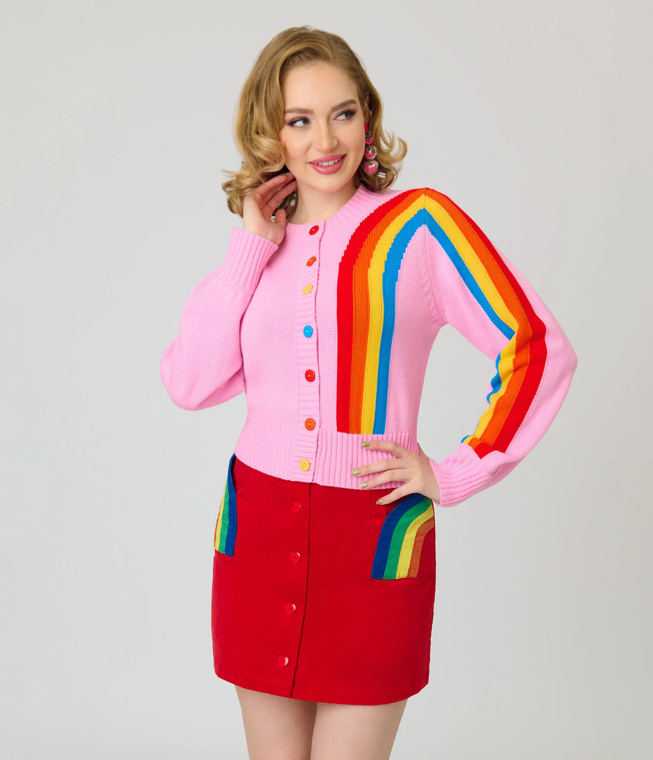 Unique Vintage Pink Rainbow Cropped Cardigan sold by Unique Vintage product image thumbnail 3