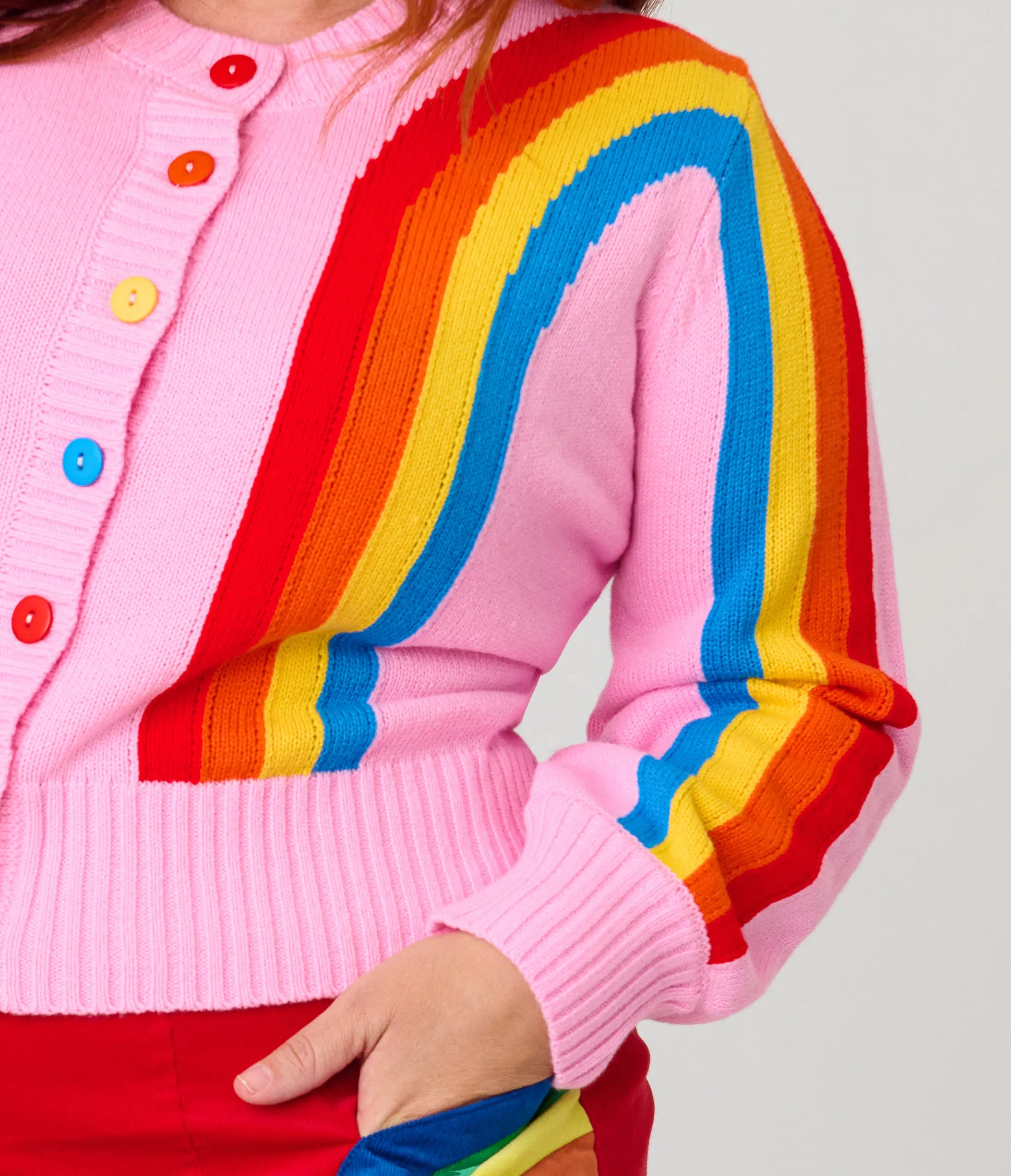 Unique Vintage Plus Size Pink Rainbow Cropped Cardigan sold by Unique Vintage product image thumbnail 4