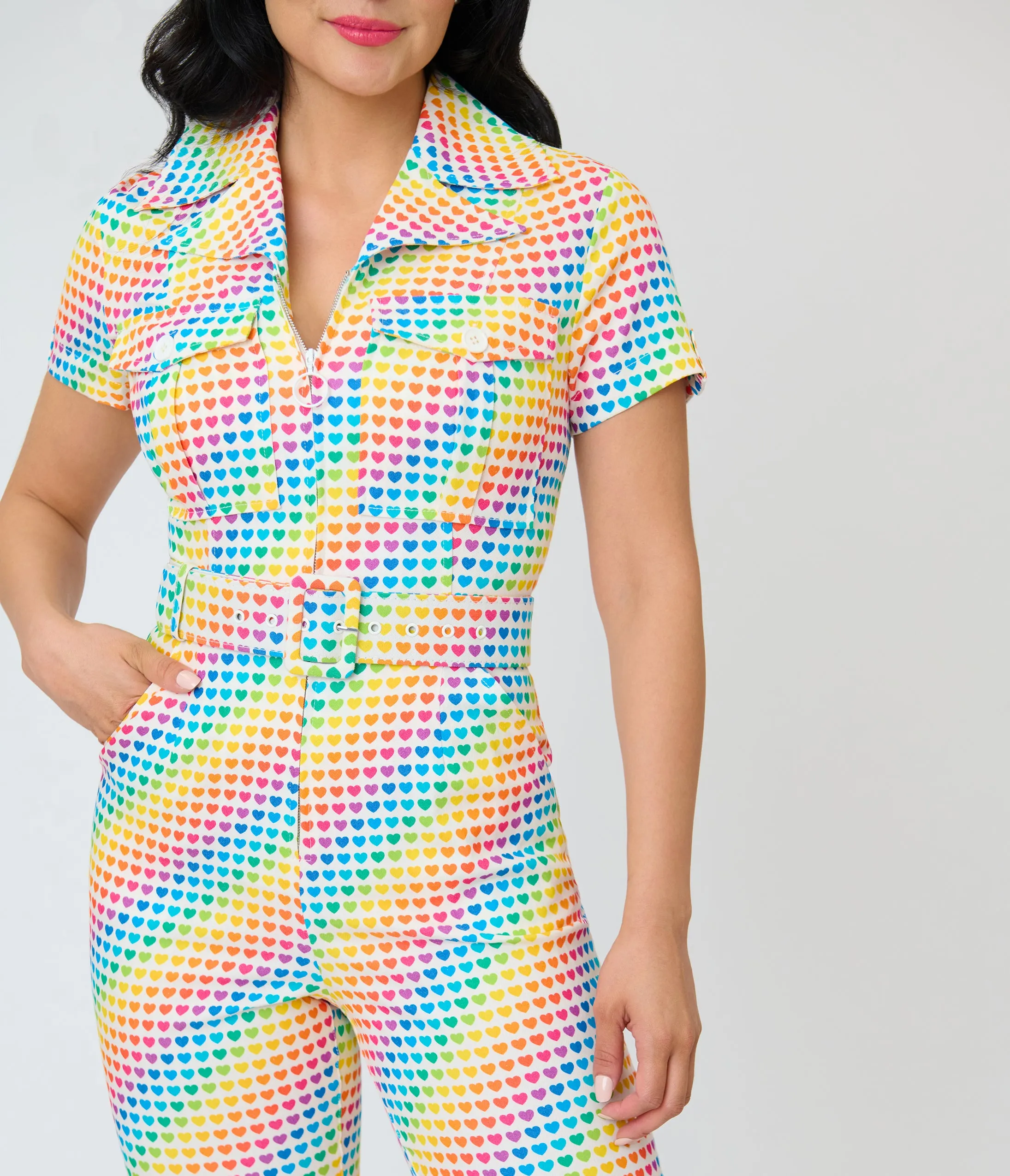 Smak Parlour Rainbow Hearts Flare Jumpsuit sold by Unique Vintage product image thumbnail 4