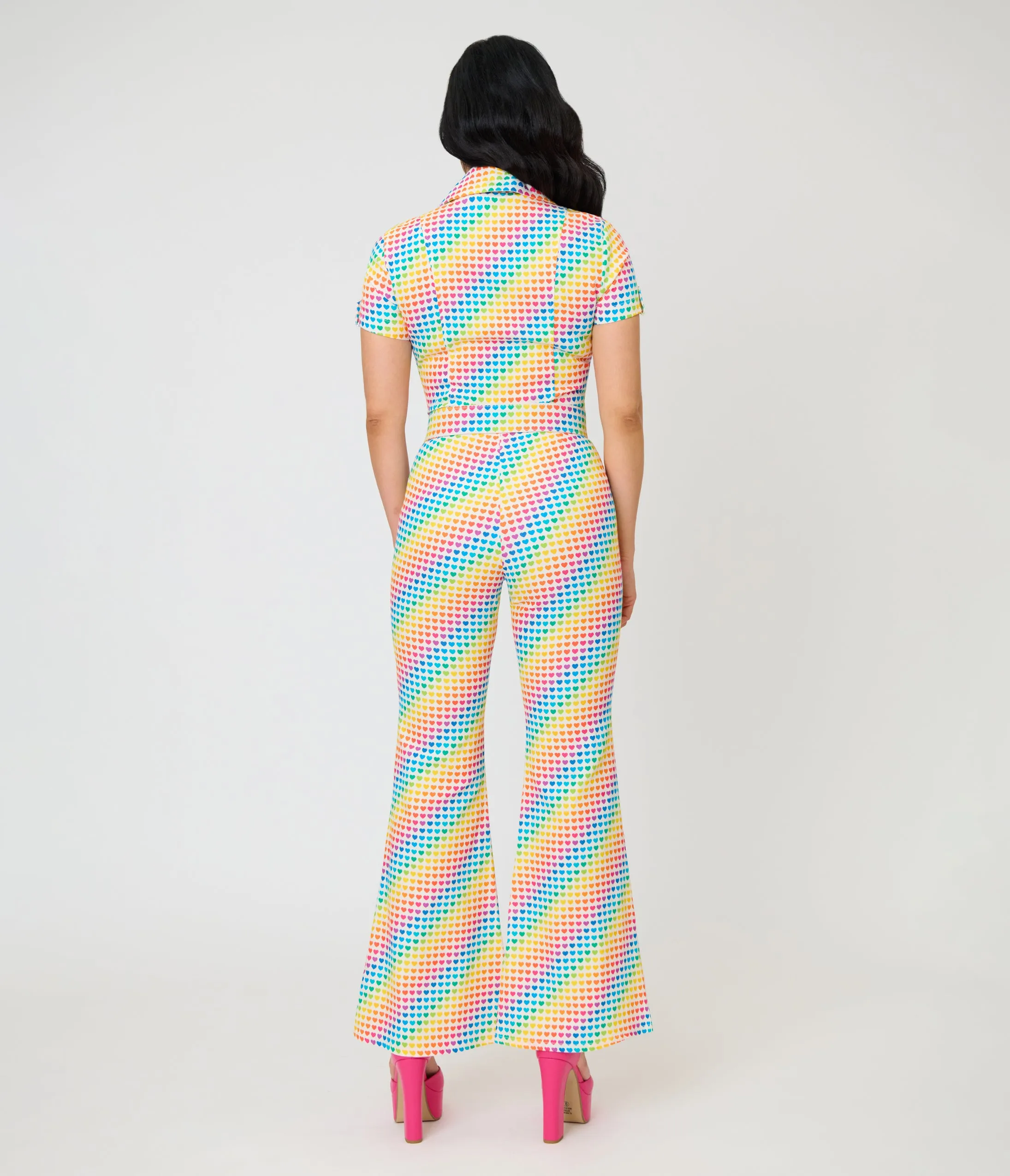 Smak Parlour Rainbow Hearts Flare Jumpsuit sold by Unique Vintage product image thumbnail 2