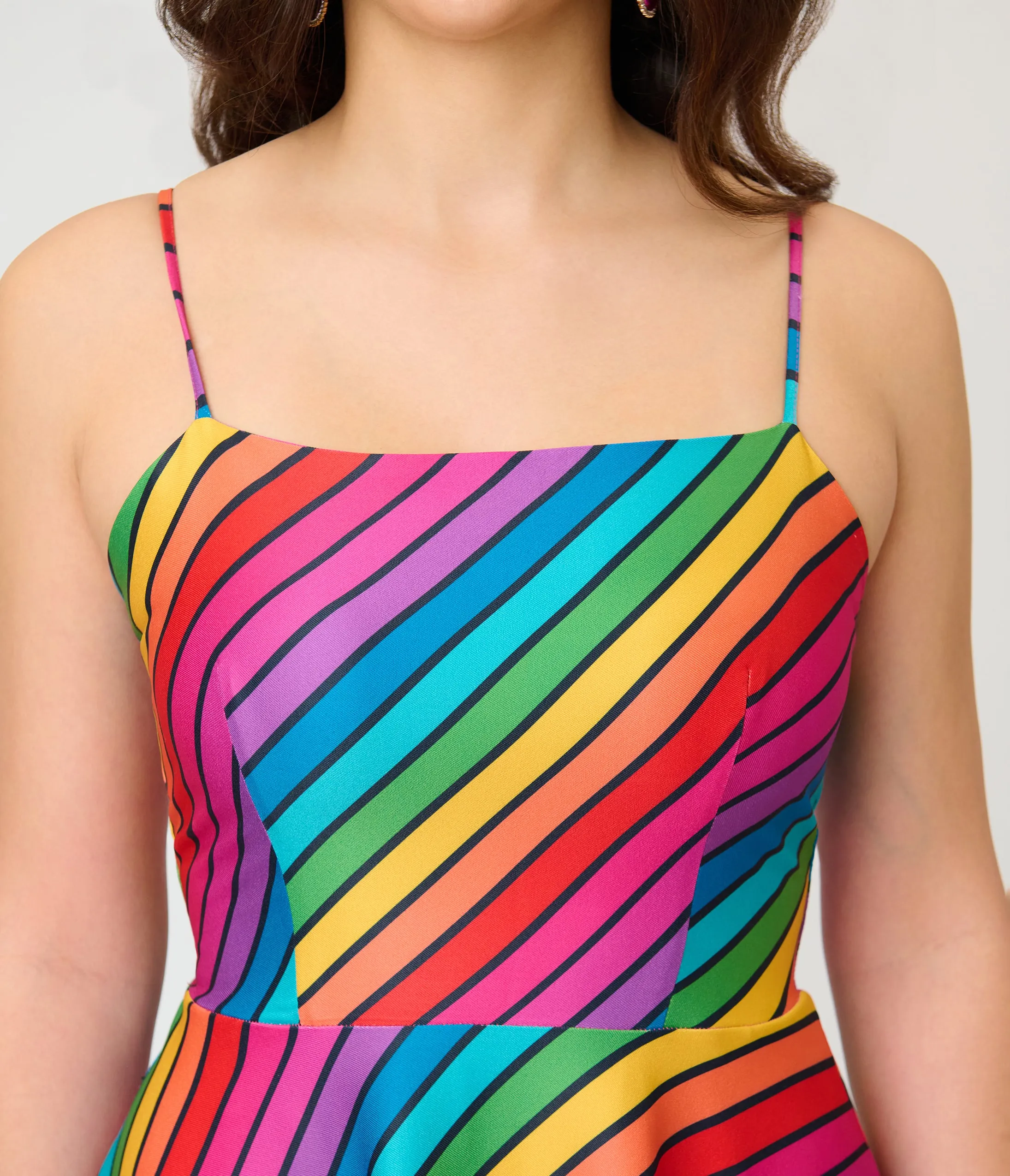 Unique Vintage Diagonal Rainbow Stripe Spaghetti Strap Midi Dress sold by Unique Vintage product image thumbnail 5