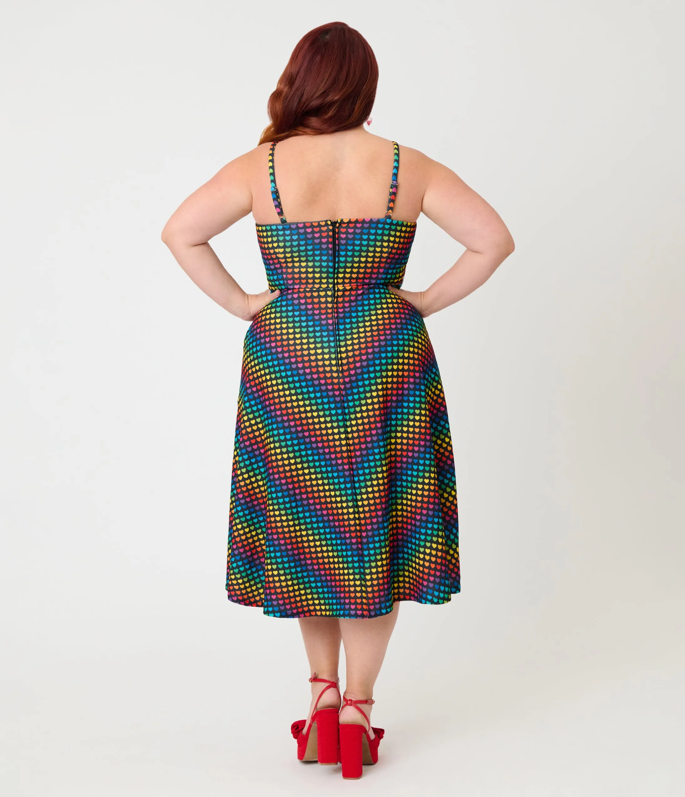 Smak Parlour Plus Size Black & Rainbow Heart Chevron Midi Dress sold by Unique Vintage product image thumbnail 2