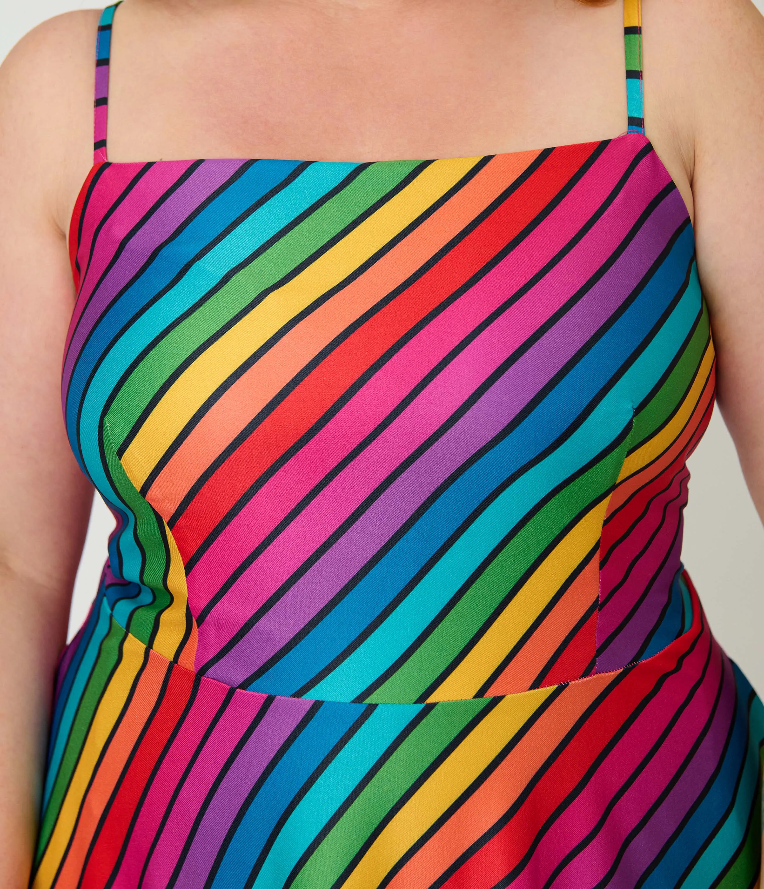 Unique Vintage Plus Size Diagonal Rainbow Stripe Spaghetti Strap Midi Dress sold by Unique Vintage product image thumbnail 3