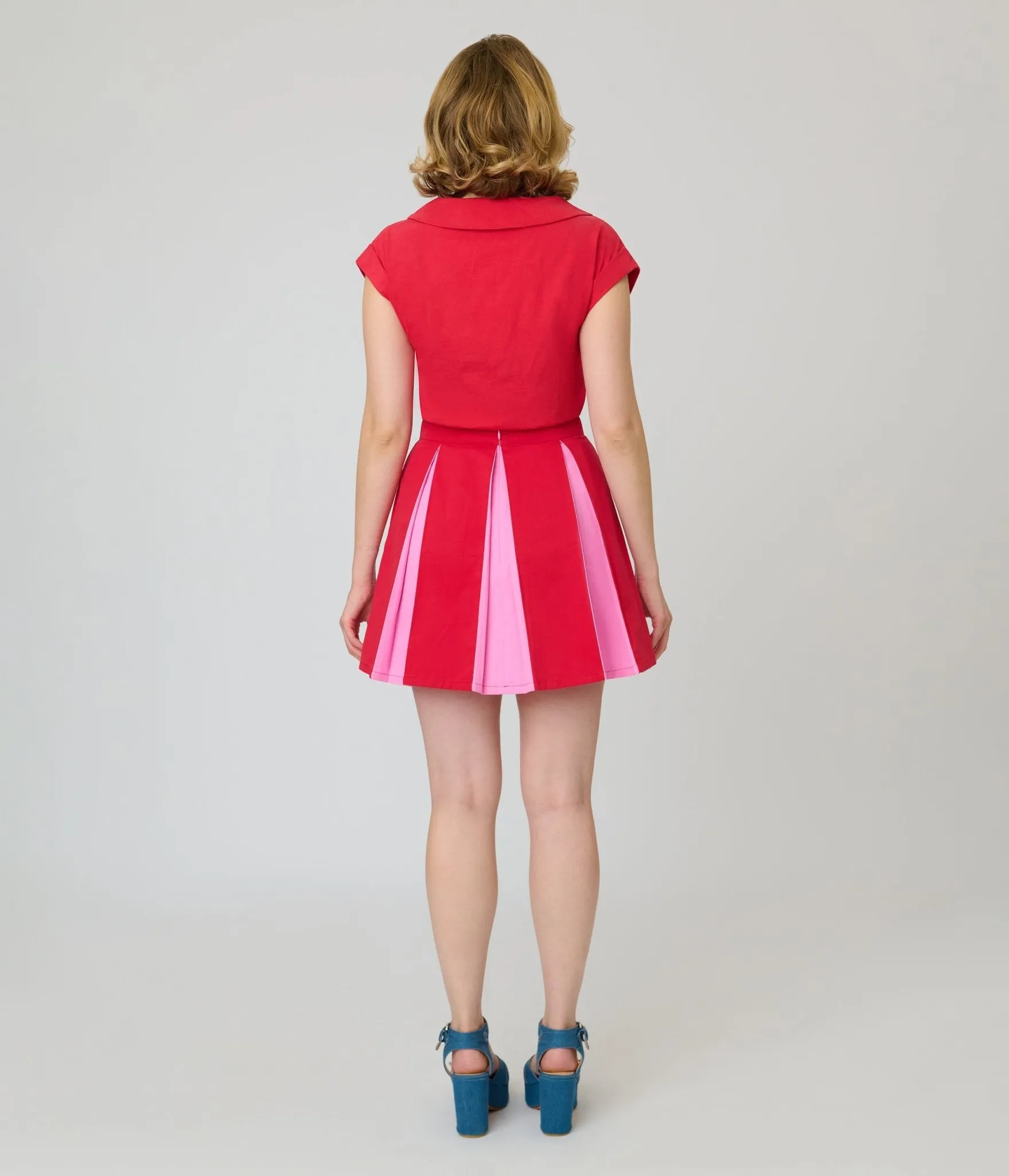 Smak Parlour Red & Pink Rainbow Heart Pleated Mini Skirt sold by Unique Vintage product image thumbnail 2