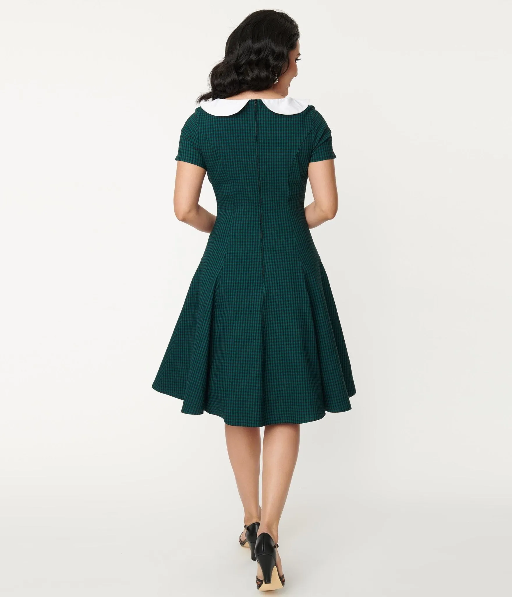 Unique Vintage Green & Black Gingham Eloise Swing Dress sold by Unique Vintage product image thumbnail 3