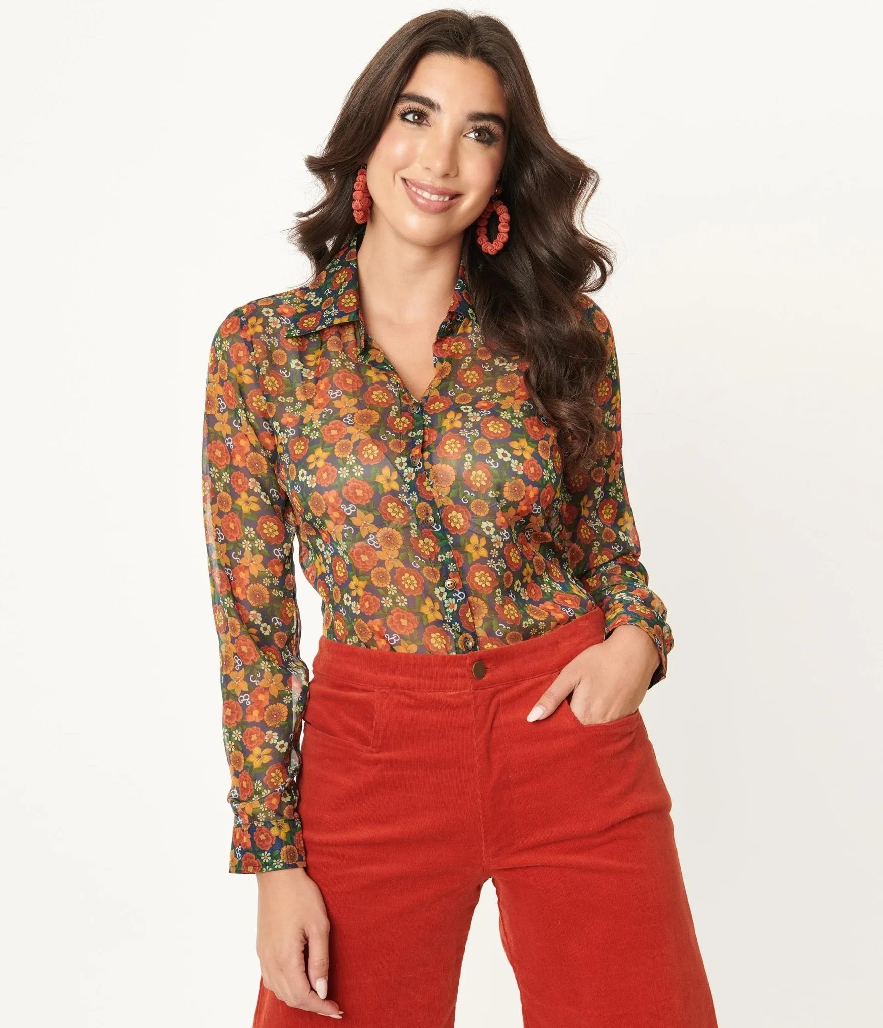Barbie x Unique Vintage Multicolor Floral Print Gaucho Gear Blouse sold by Unique Vintage