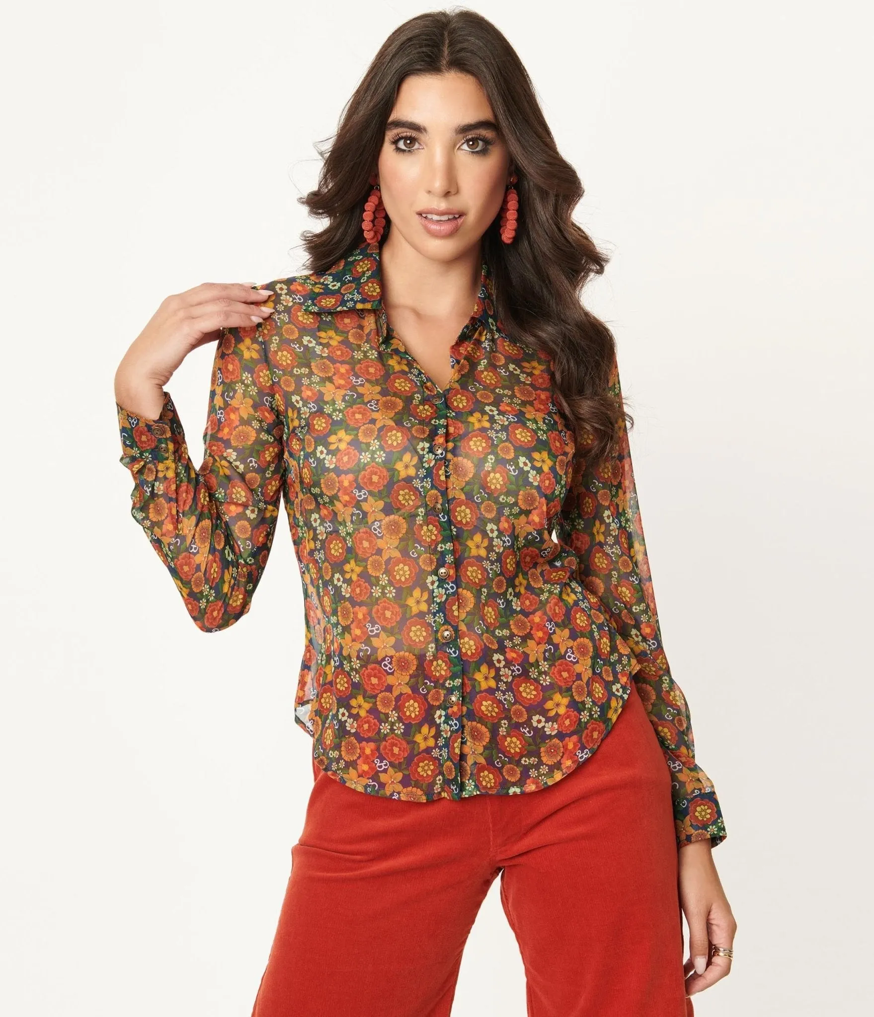Barbie x Unique Vintage Multicolor Floral Print Gaucho Gear Blouse sold by Unique Vintage product image thumbnail 5