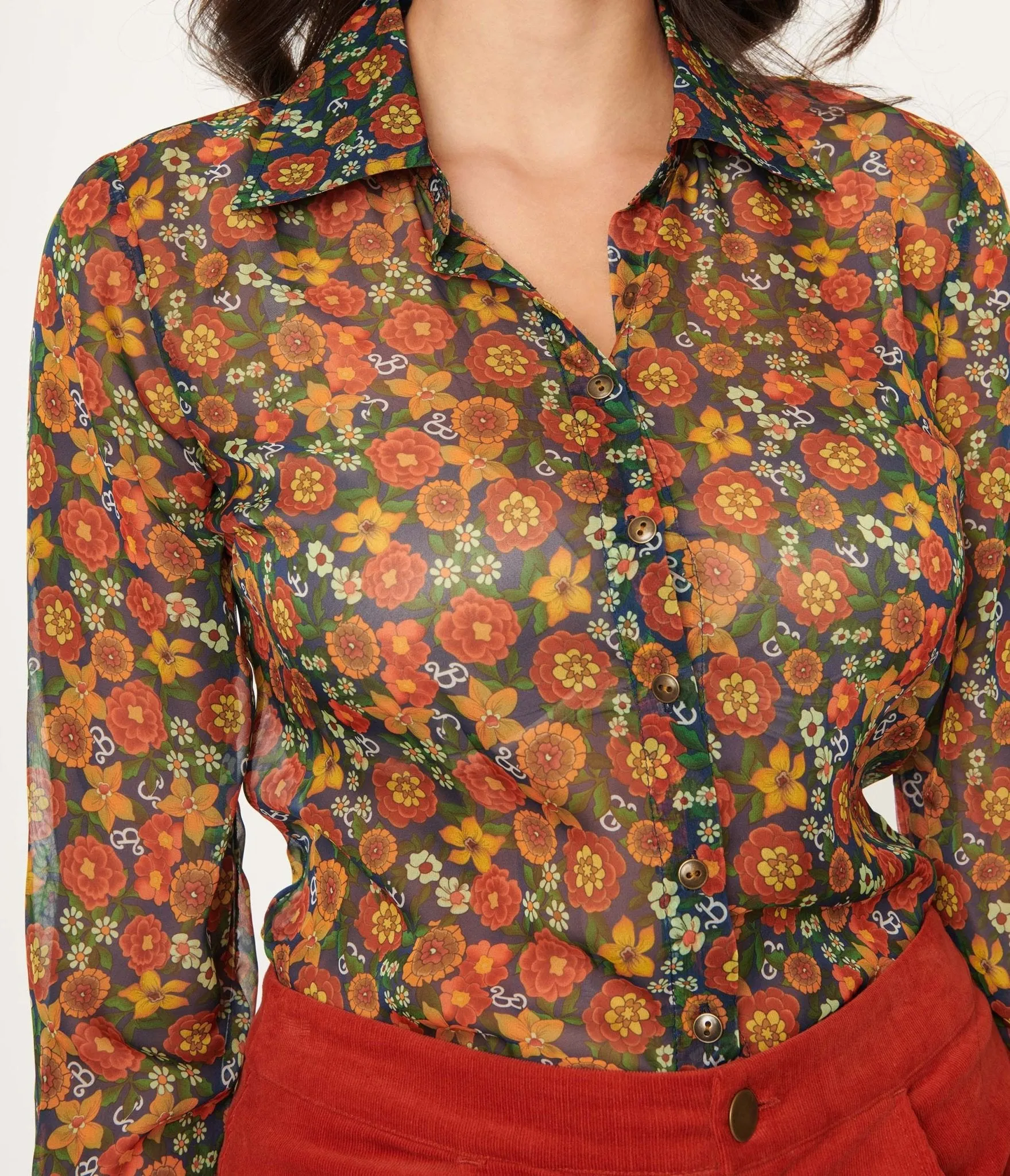 Barbie x Unique Vintage Multicolor Floral Print Gaucho Gear Blouse sold by Unique Vintage product image thumbnail 2