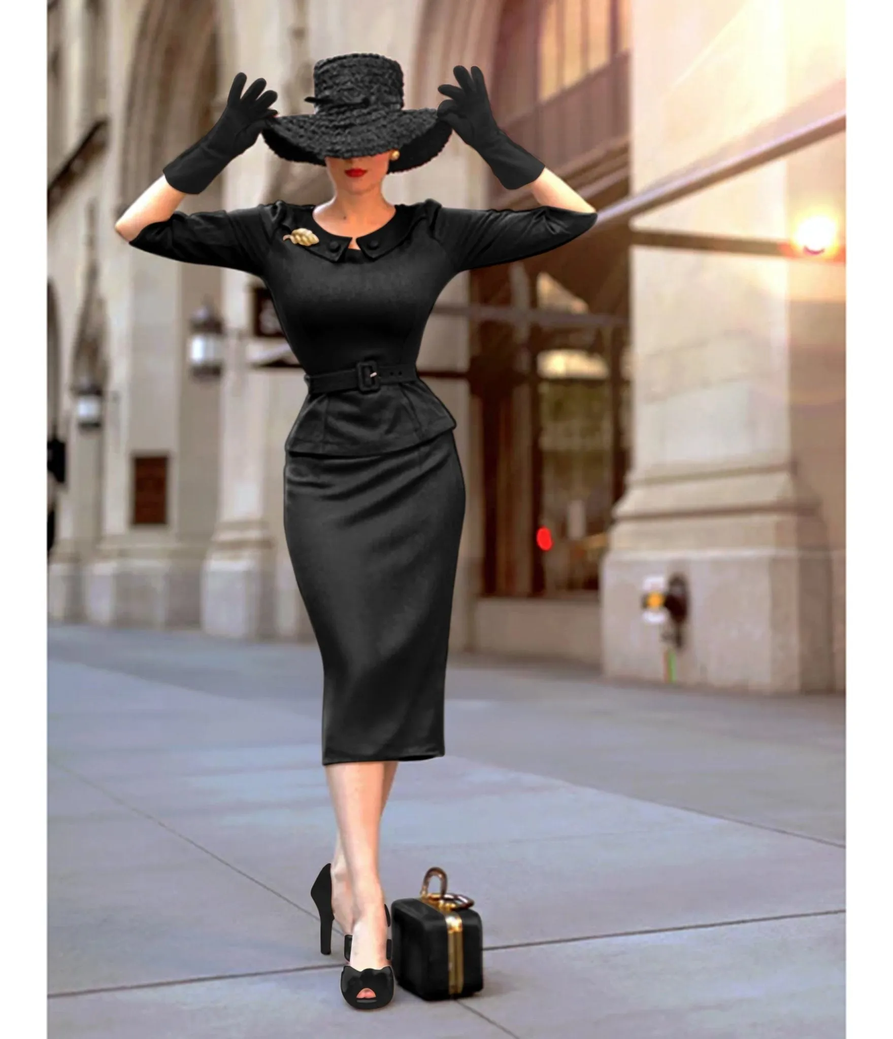 Heart My Closet 1950s Black Scarlet Suit & Pencil Skirt sold by Unique Vintage product image thumbnail 2
