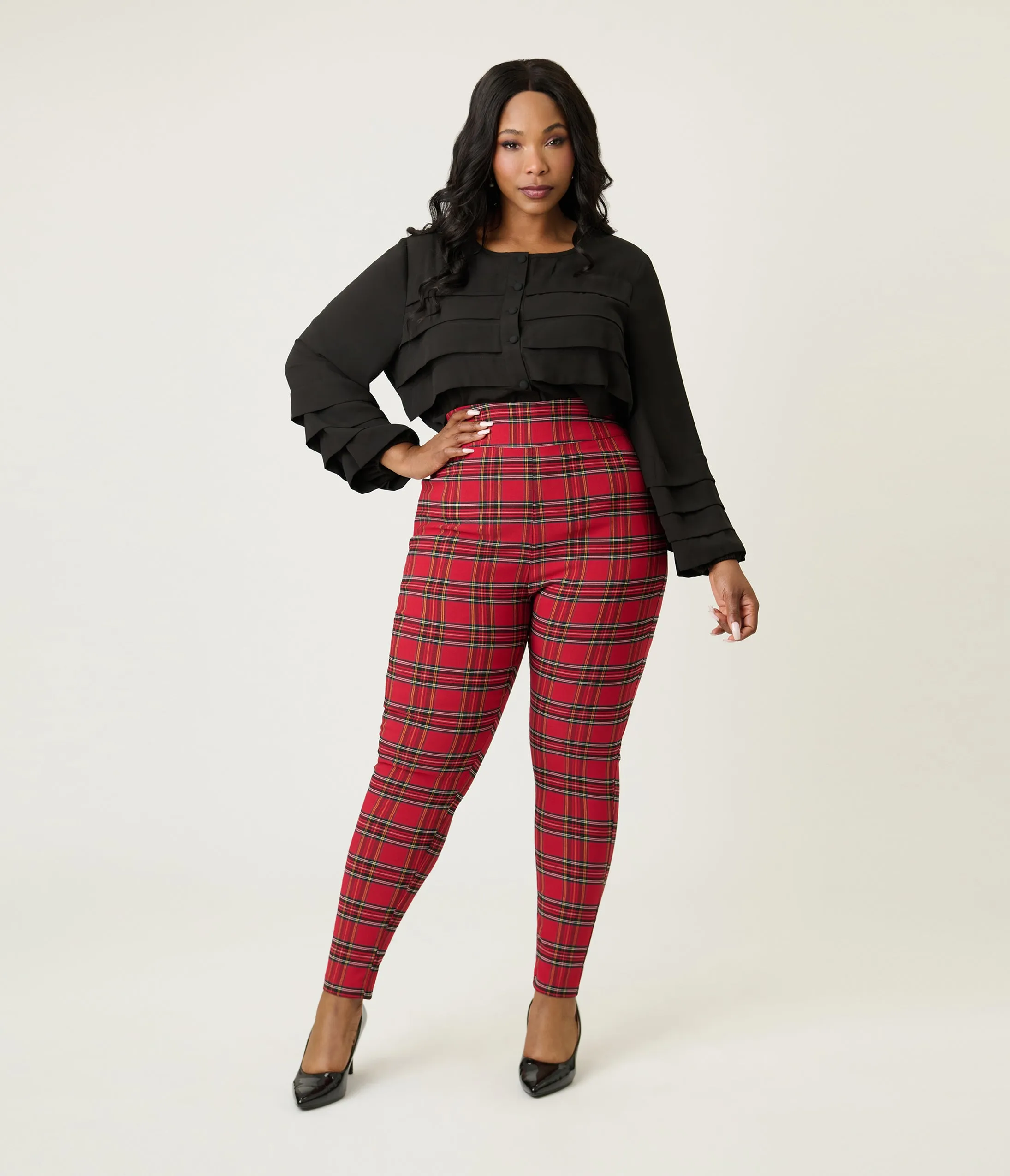 Smak Parlour Plus Size Black Pleated Front Blouse sold by Unique Vintage product image thumbnail 4