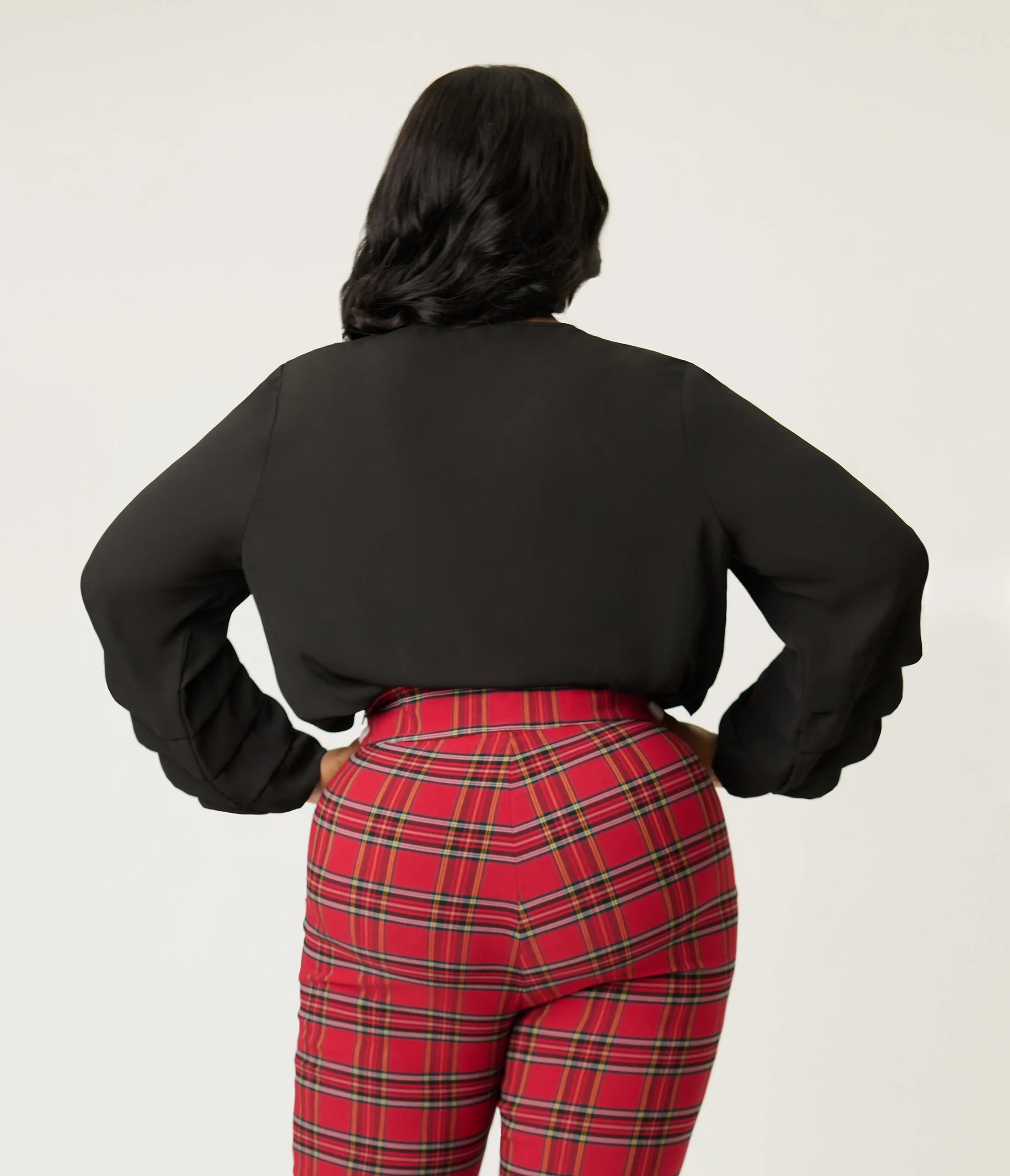Smak Parlour Plus Size Black Pleated Front Blouse sold by Unique Vintage product image thumbnail 2