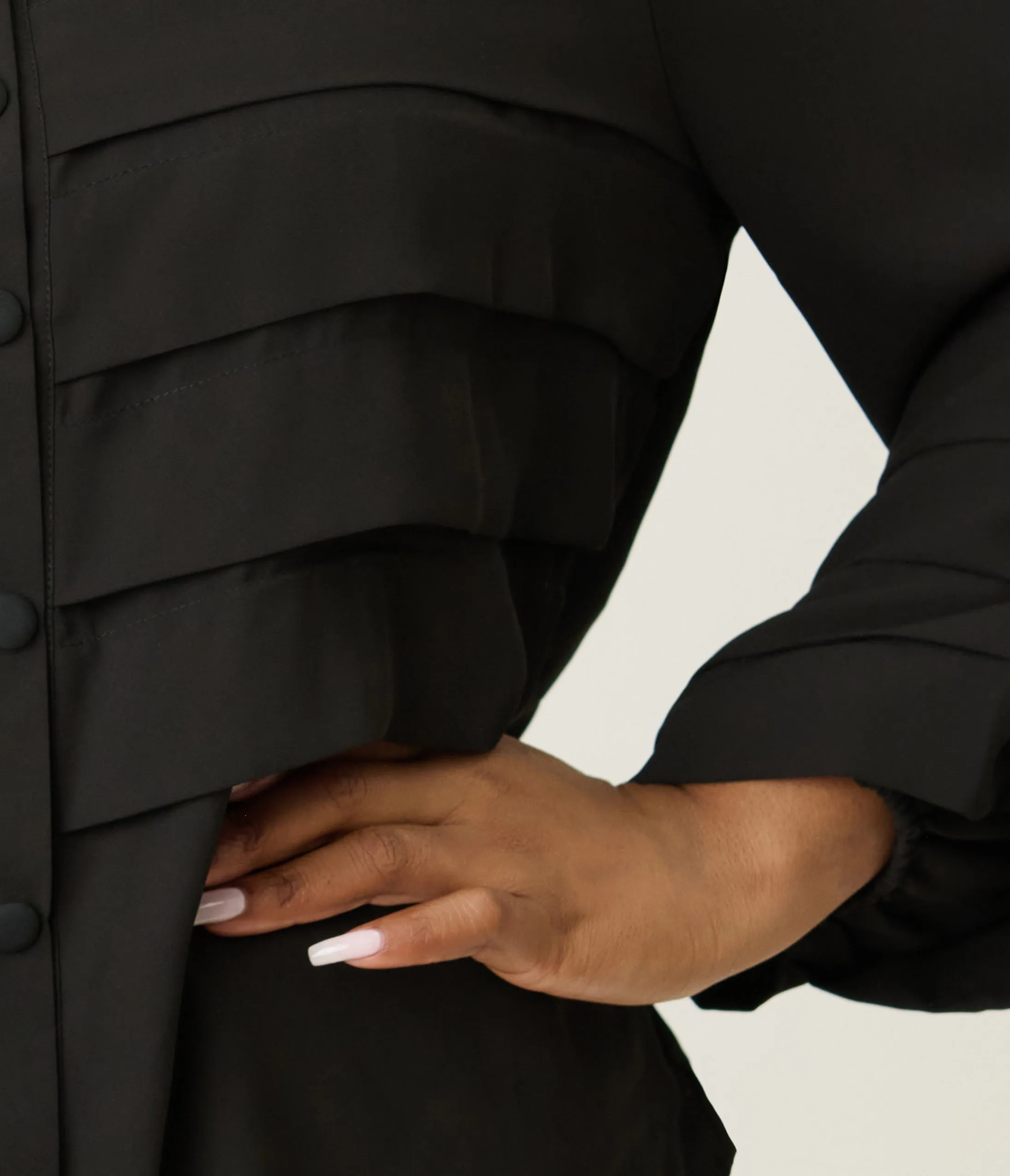 Smak Parlour Plus Size Black Pleated Front Blouse sold by Unique Vintage product image thumbnail 5