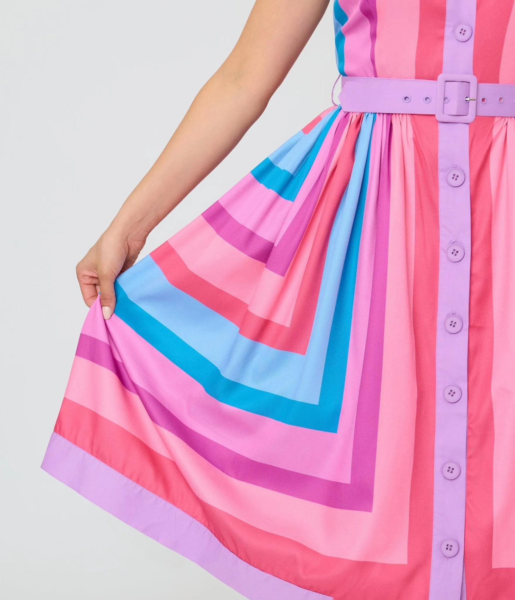 Unique Vintage Pastel Purple & Blue Stripe Sleeveless Button Swing Dress sold by Unique Vintage product image thumbnail 4