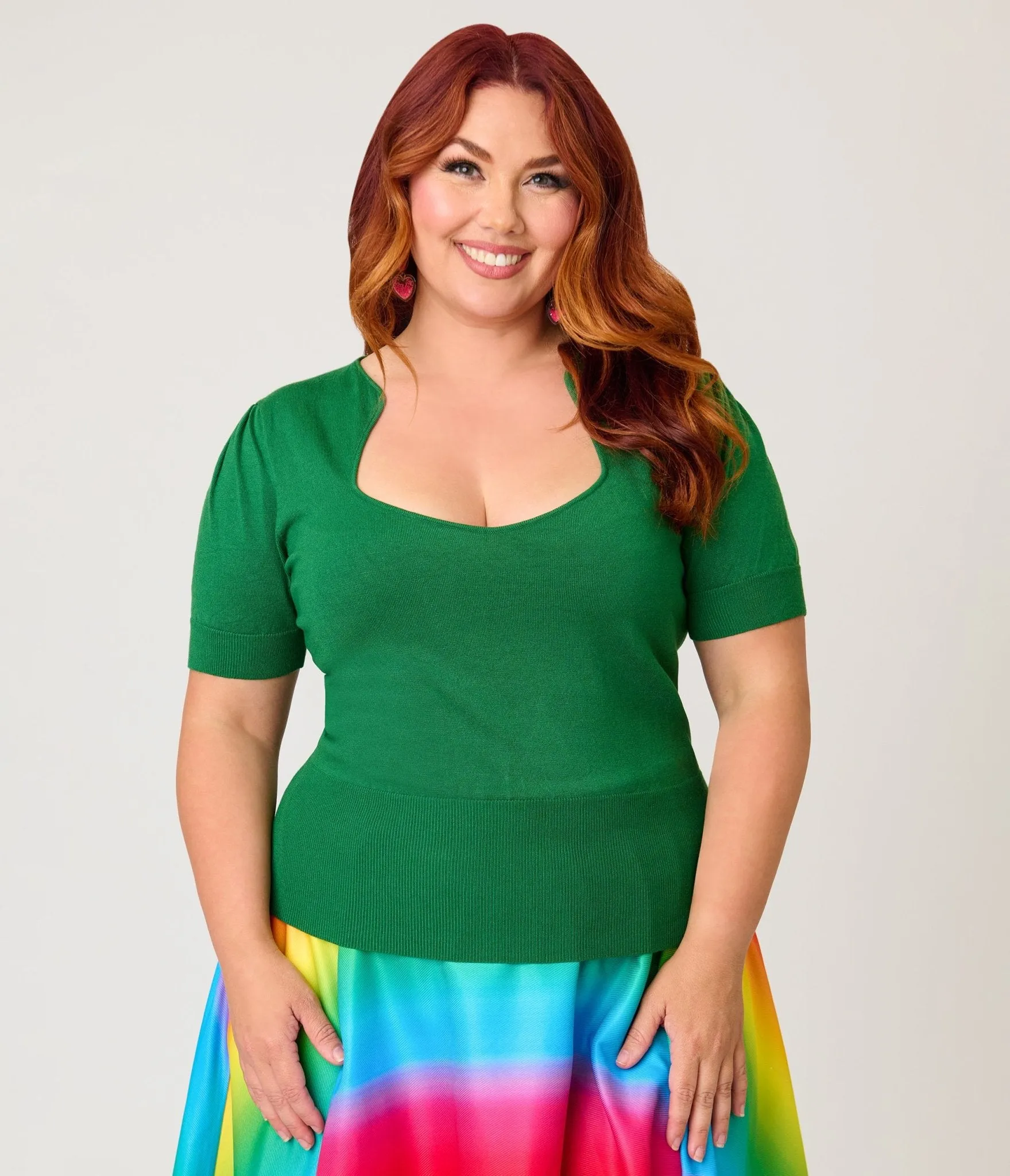 Unique Vintage Plus Size Green Short Sleeve Sweater sold by Unique Vintage product image thumbnail 3