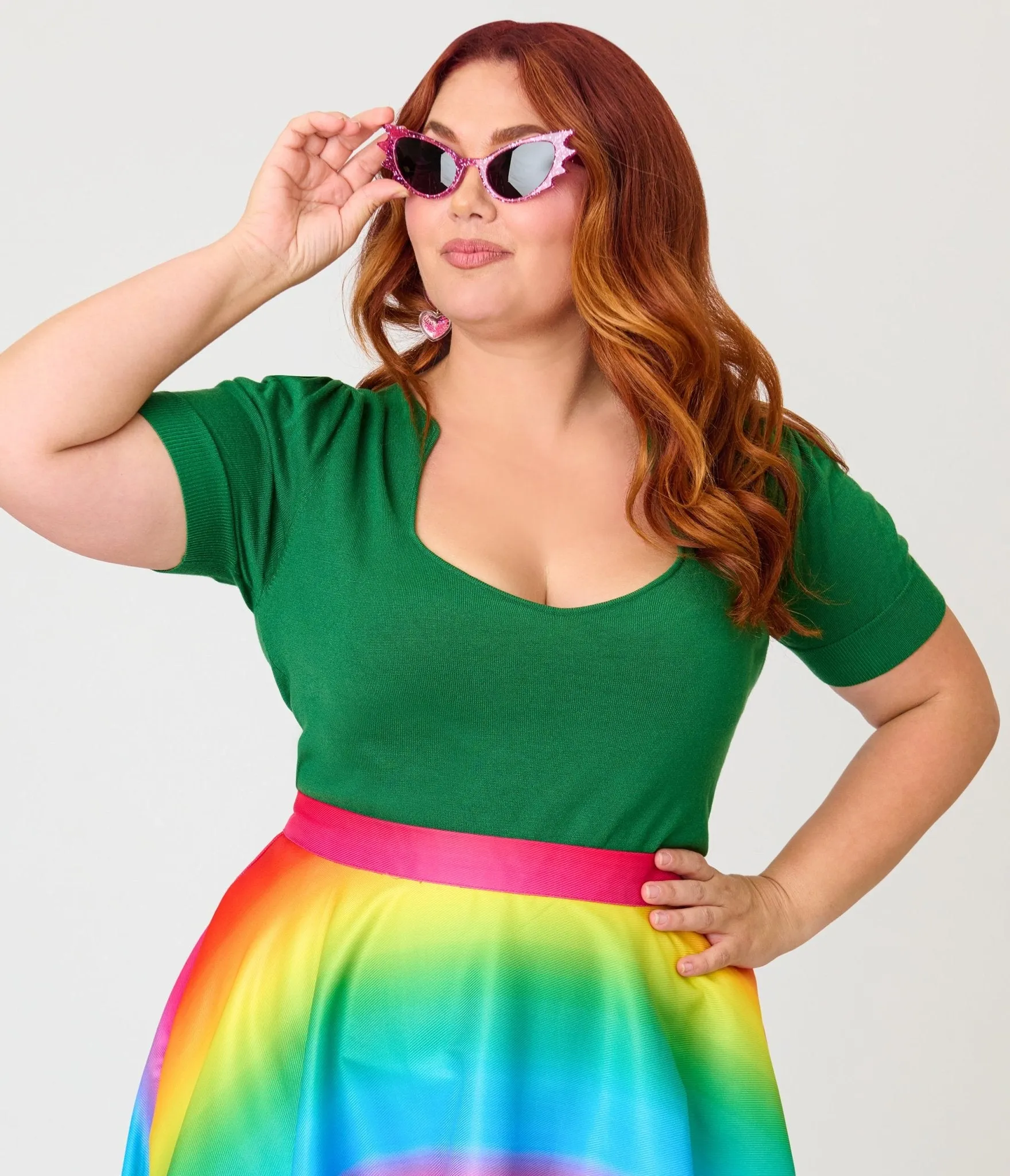 Unique Vintage Plus Size Green Short Sleeve Sweater sold by Unique Vintage product image thumbnail 4
