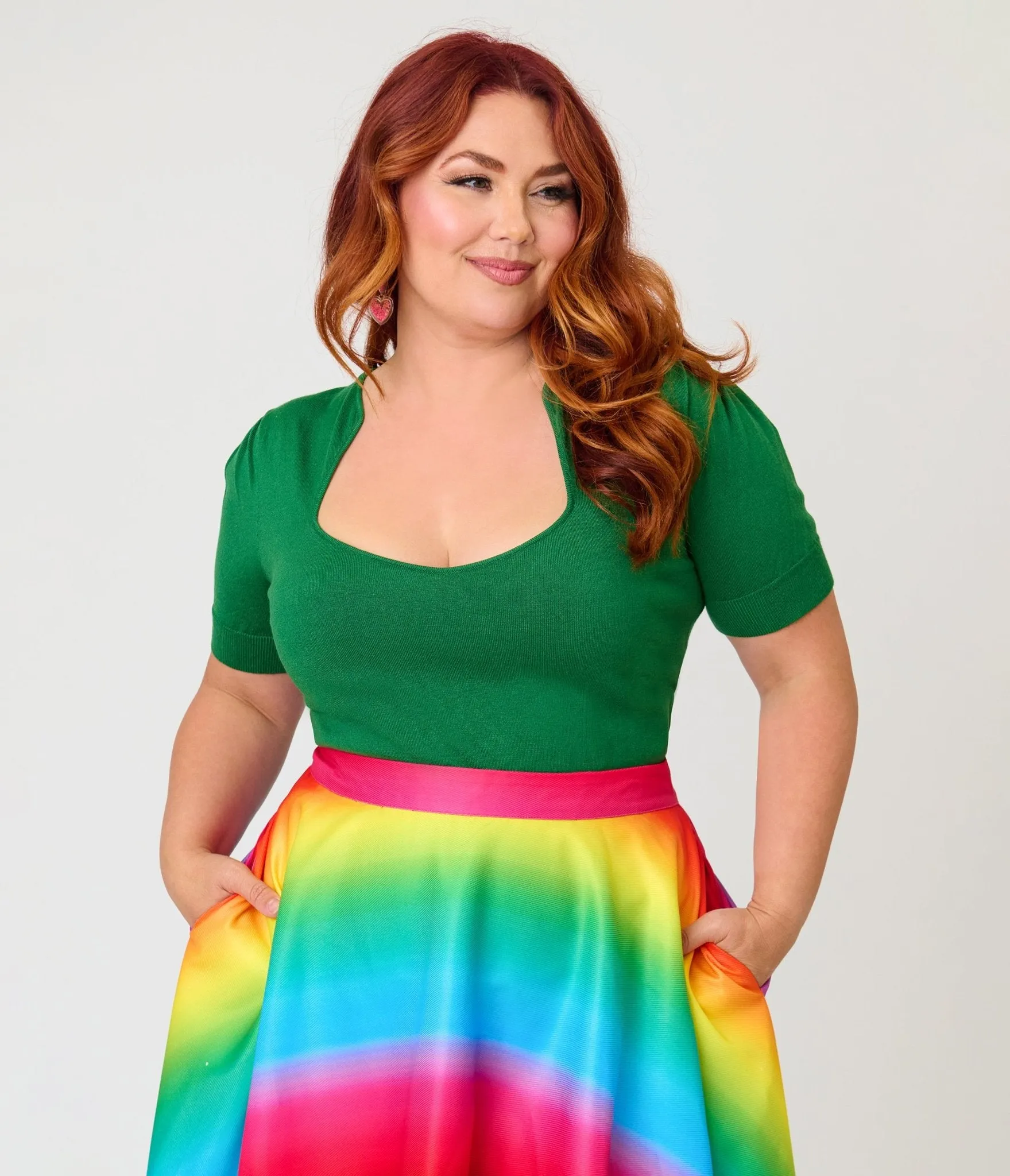 Unique Vintage Plus Size Green Short Sleeve Sweater sold by Unique Vintage