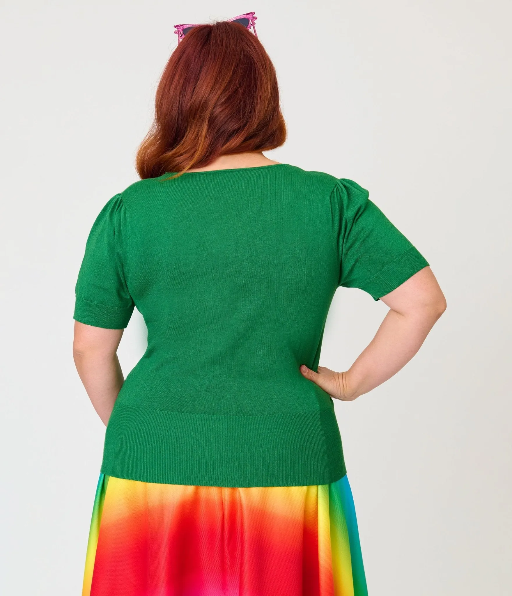 Unique Vintage Plus Size Green Short Sleeve Sweater sold by Unique Vintage product image thumbnail 2