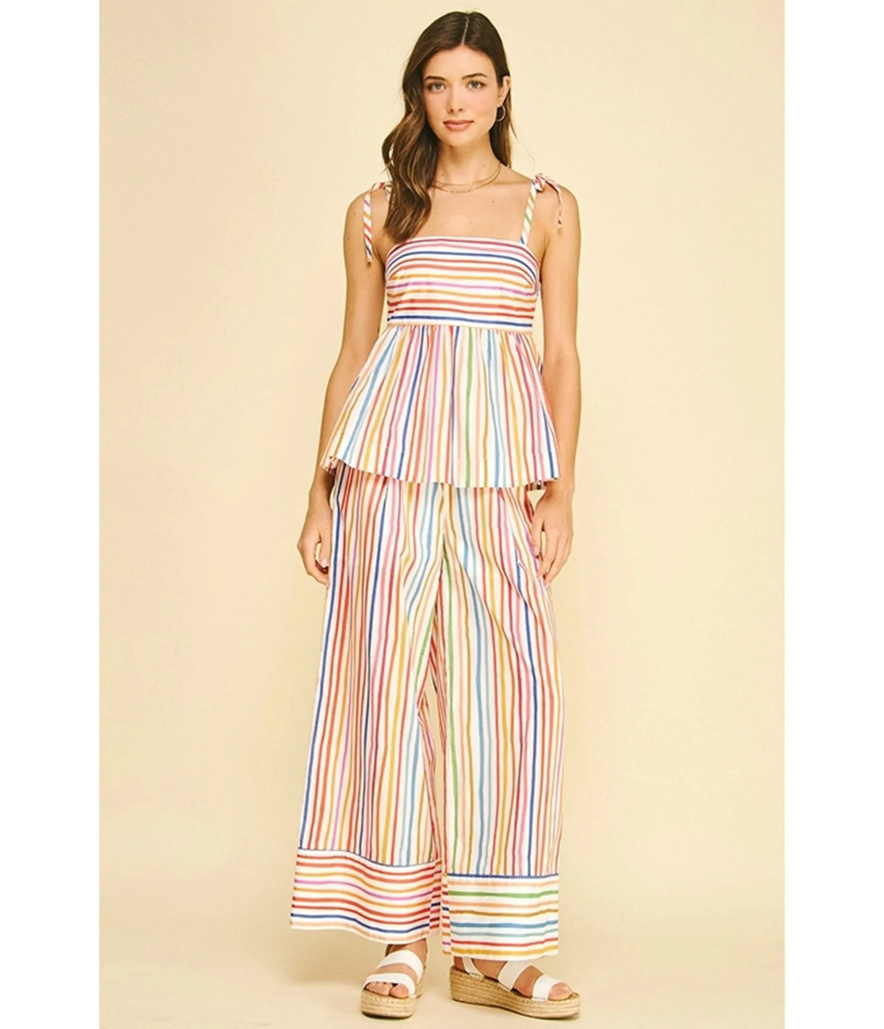 Rainbow Stripe Wide Leg Pants sold by Unique Vintage