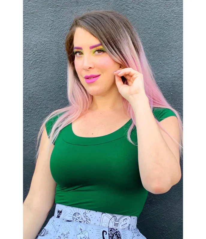 Retrolicious Green Retro Boat Neck Top made by Retrolicious