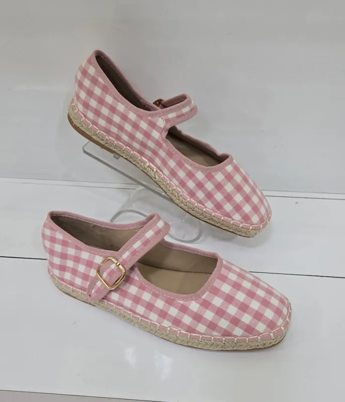 Pink Gingham Mary Jane Flats made by Unique Vintage