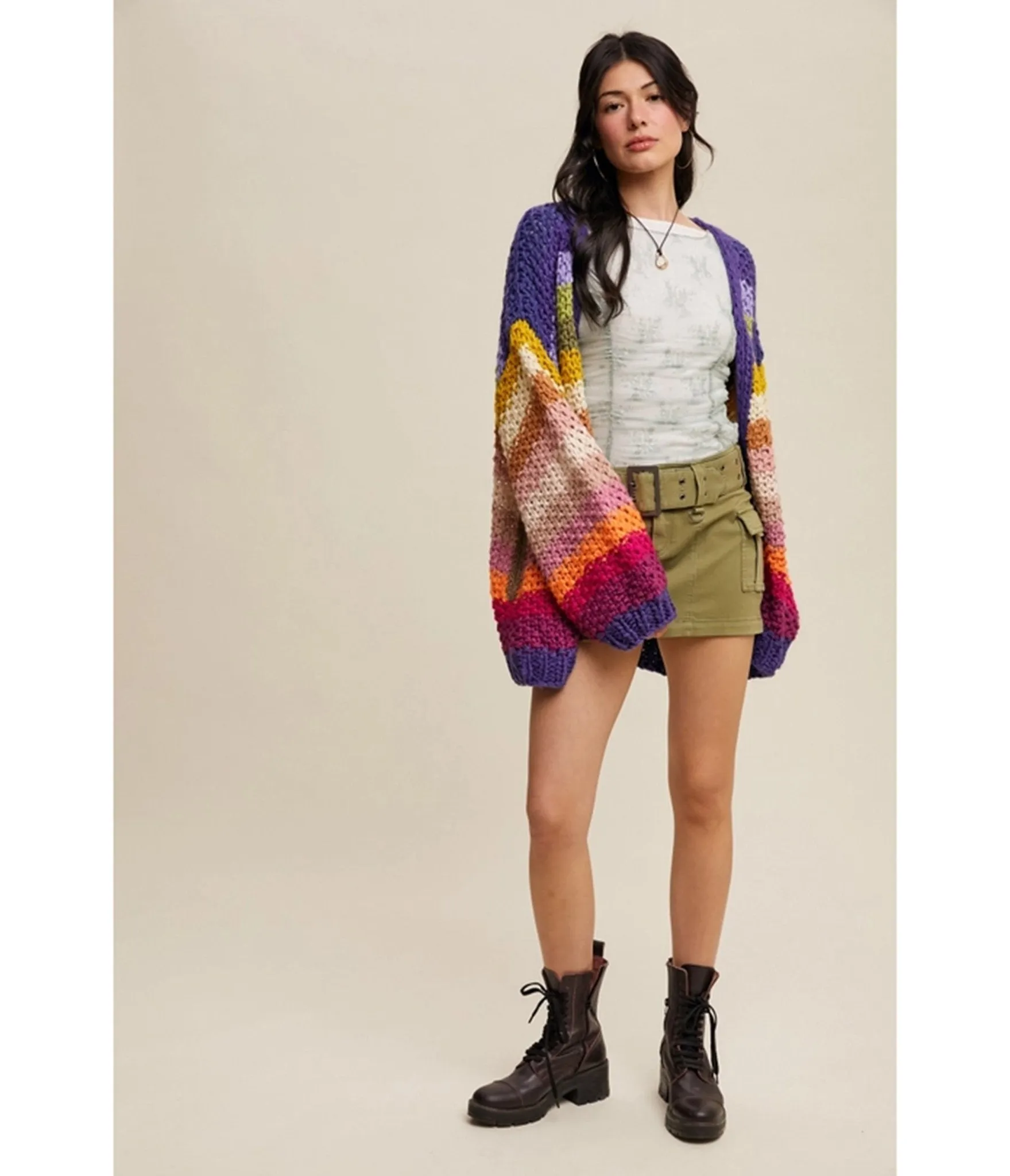 Rainbow Crochet Open Cardigan sold by Unique Vintage product image thumbnail 4