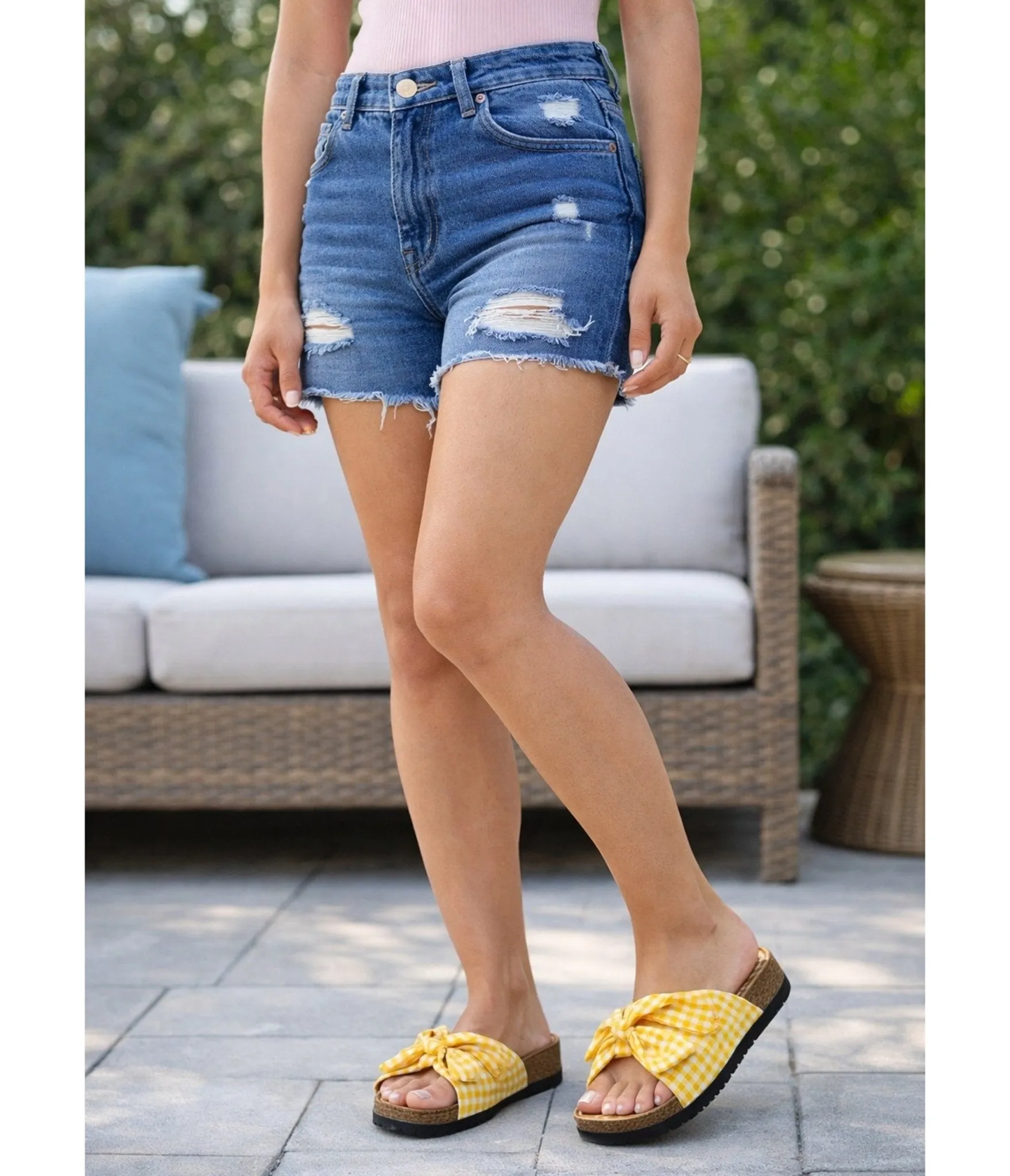 Yellow Gingham Bow Sandals sold by Unique Vintage product image thumbnail 3