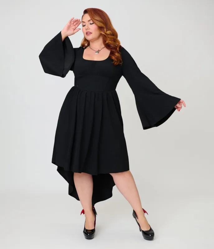 Kill Star Plus Size Black Eye Of Eris Hi-Low Dress made by Killstar