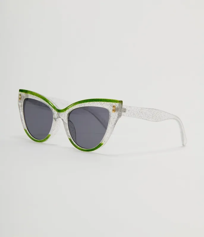 Unique Vintage Green Transparent Cat Eye Sunglasses made by Unique Vintage