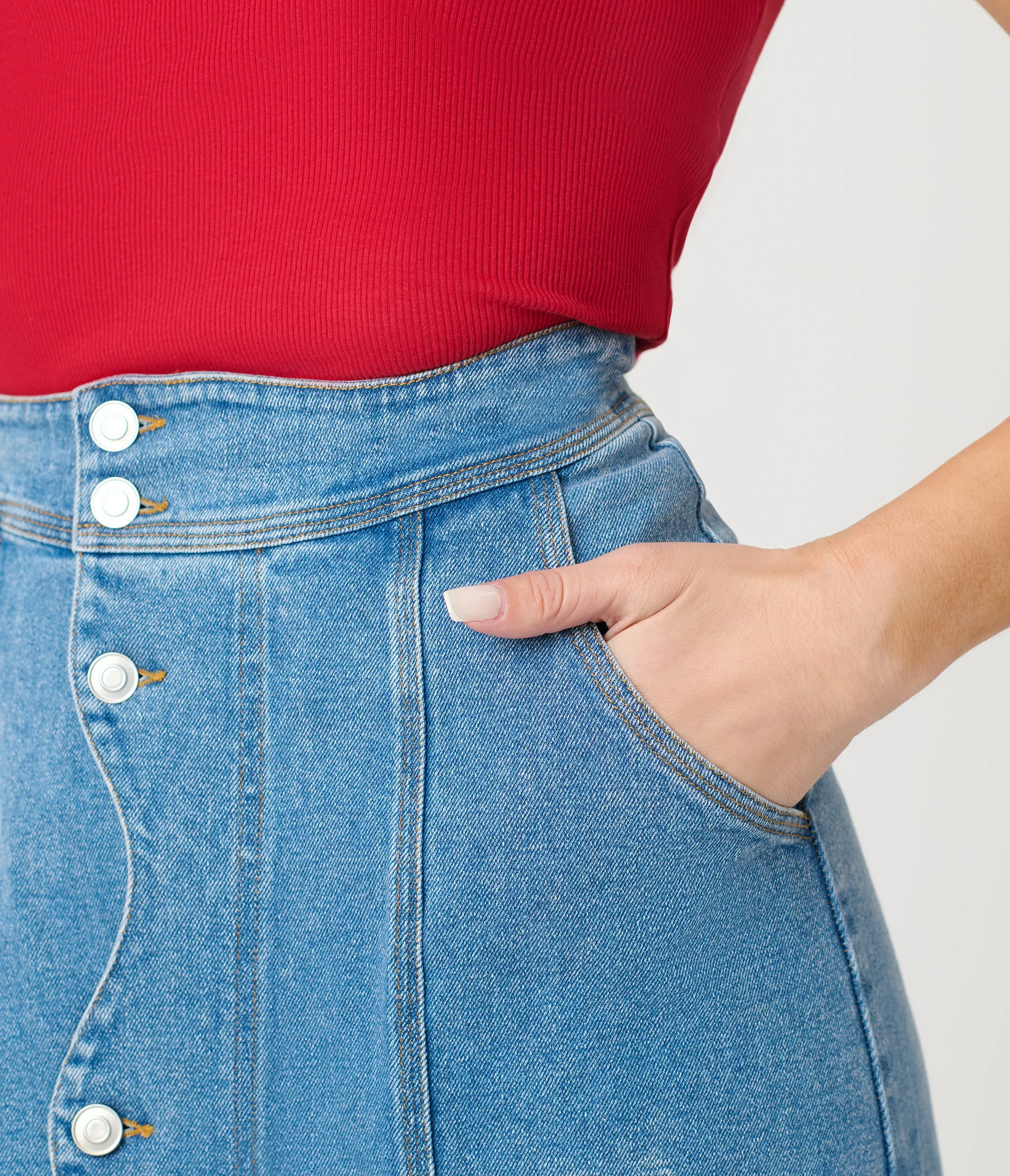 Wavy Placket Denim Maxi Skirt sold by Unique Vintage product image thumbnail 5