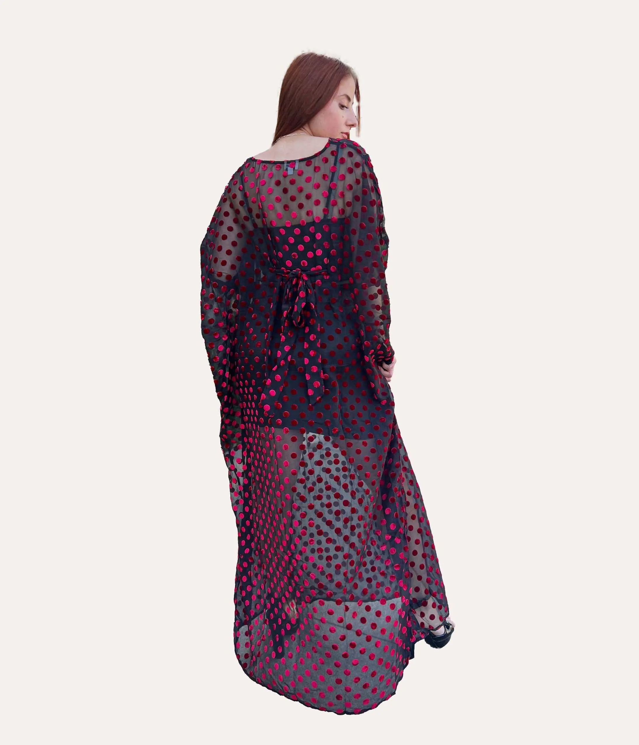 Unique Vintage Black & Red Swiss Dot Burton Caftan Dress sold by Unique Vintage product image thumbnail 2