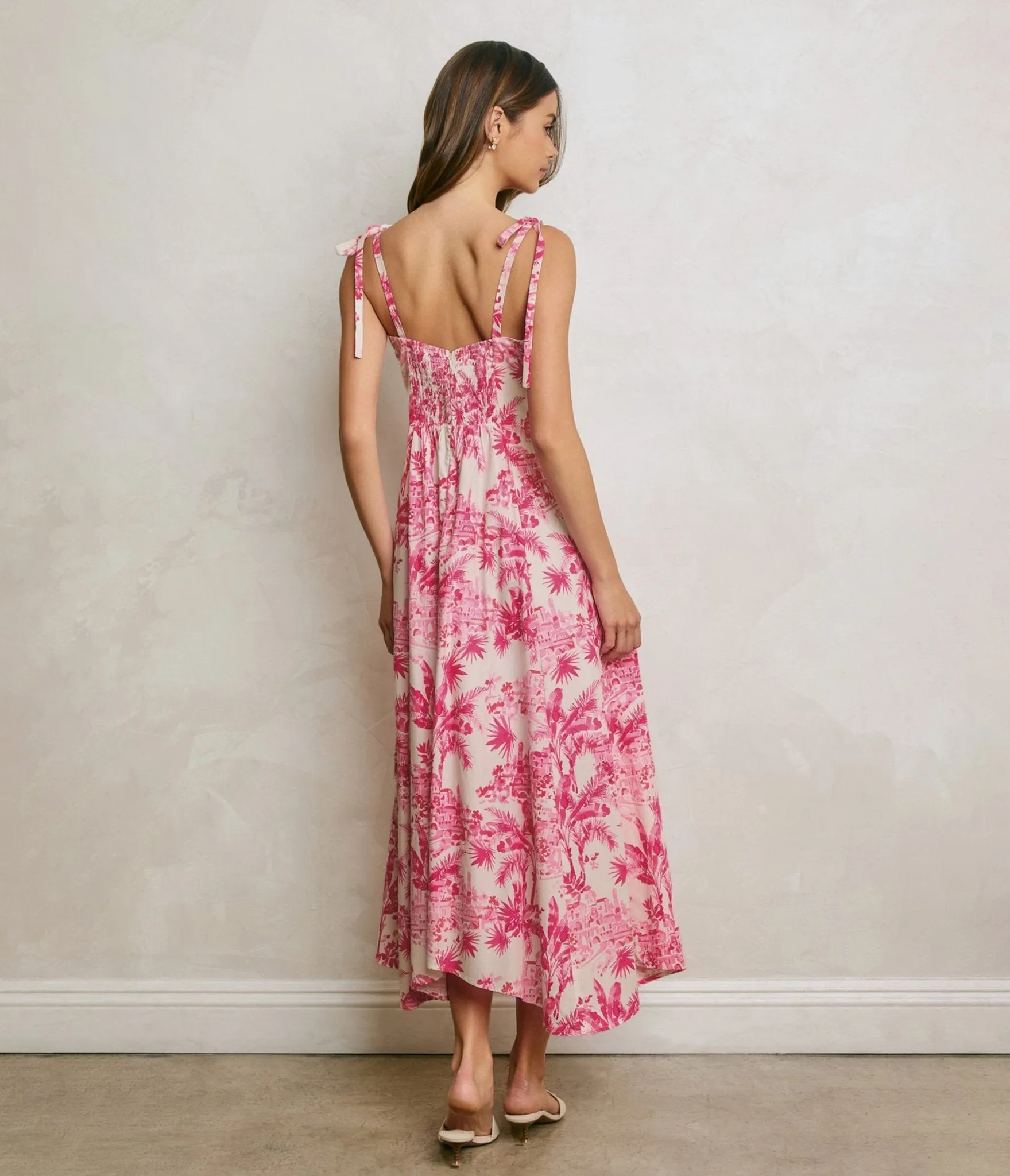 Pink Hibiscus Palm Maxi Dress sold by Unique Vintage product image thumbnail 2