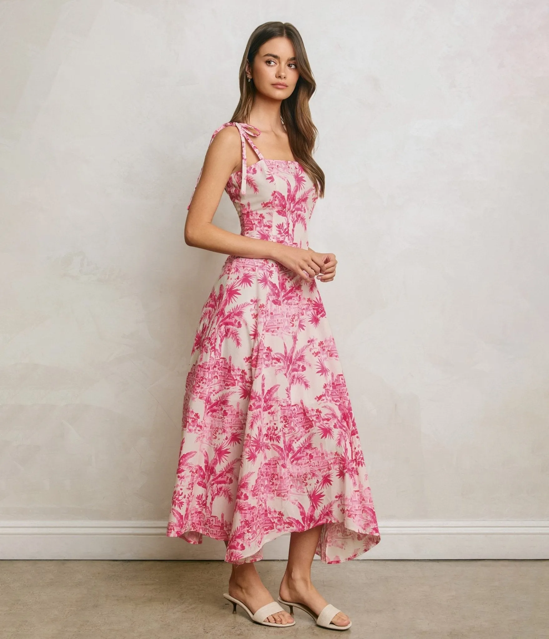 Pink Hibiscus Palm Maxi Dress sold by Unique Vintage product image thumbnail 5