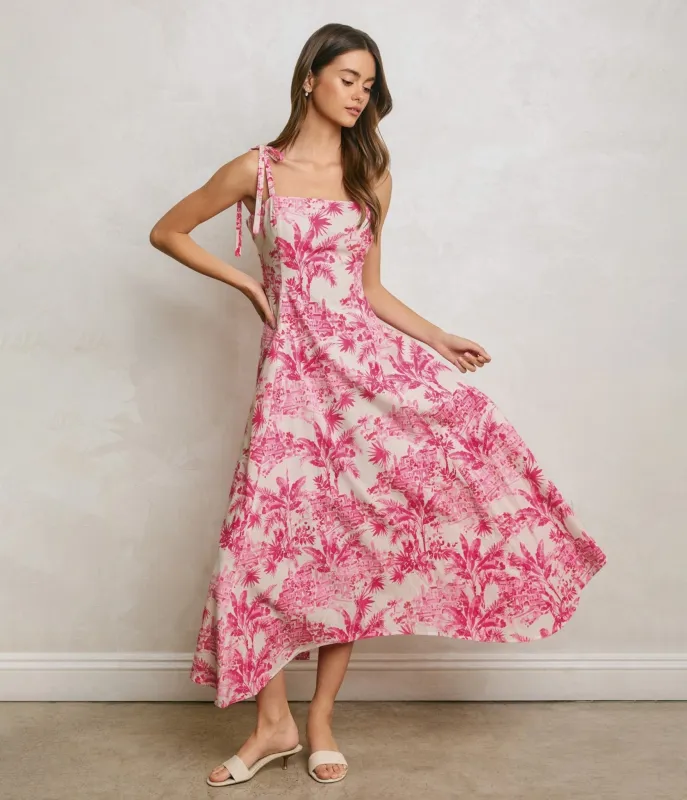 Pink Hibiscus Palm Maxi Dress made by Dress Forum