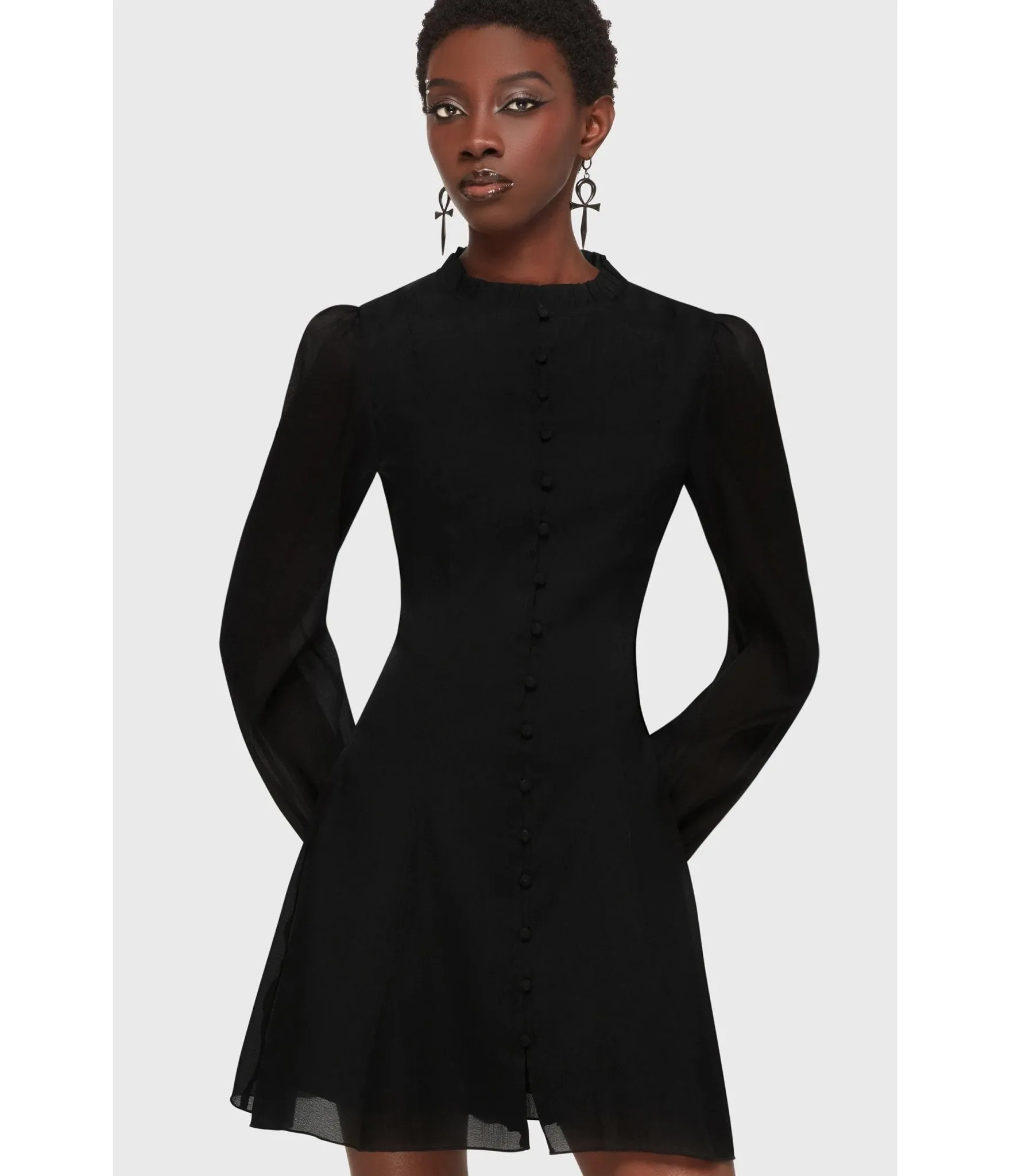 Kill Star Black Liora Wrath Mini Dress sold by Unique Vintage