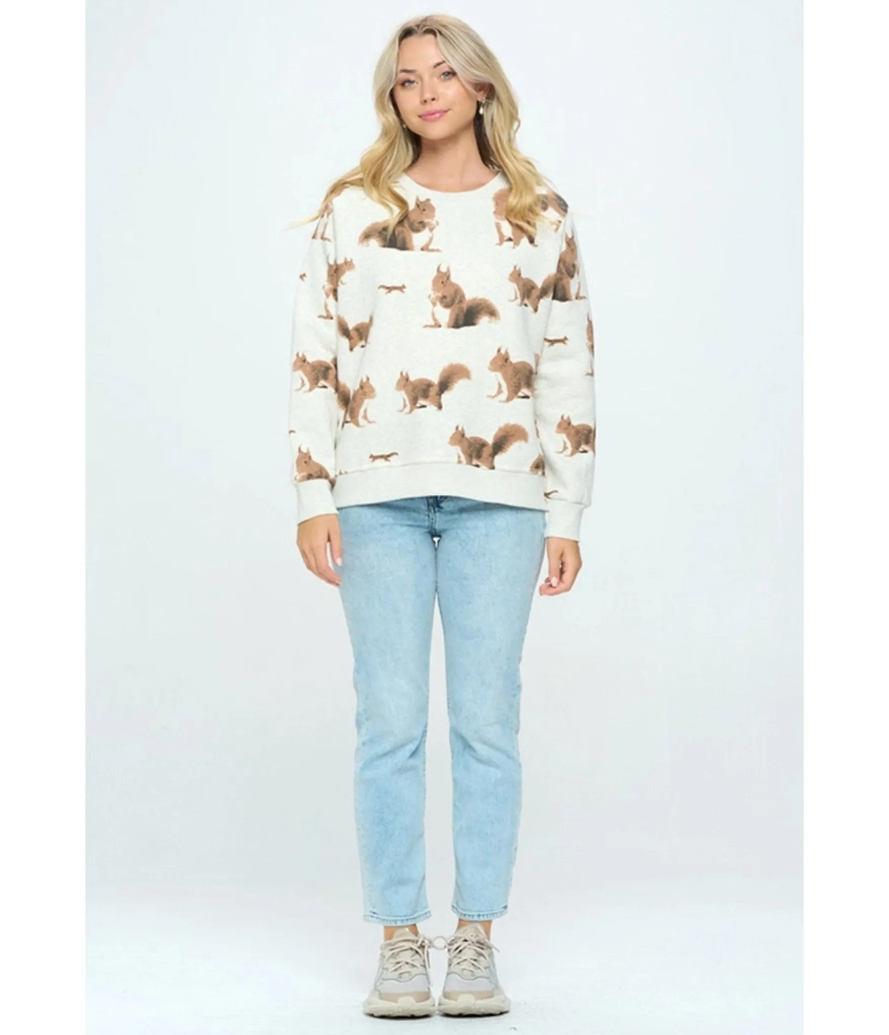 Heather Grey Squirrel Print Sweatshirt sold by Unique Vintage product image thumbnail 5