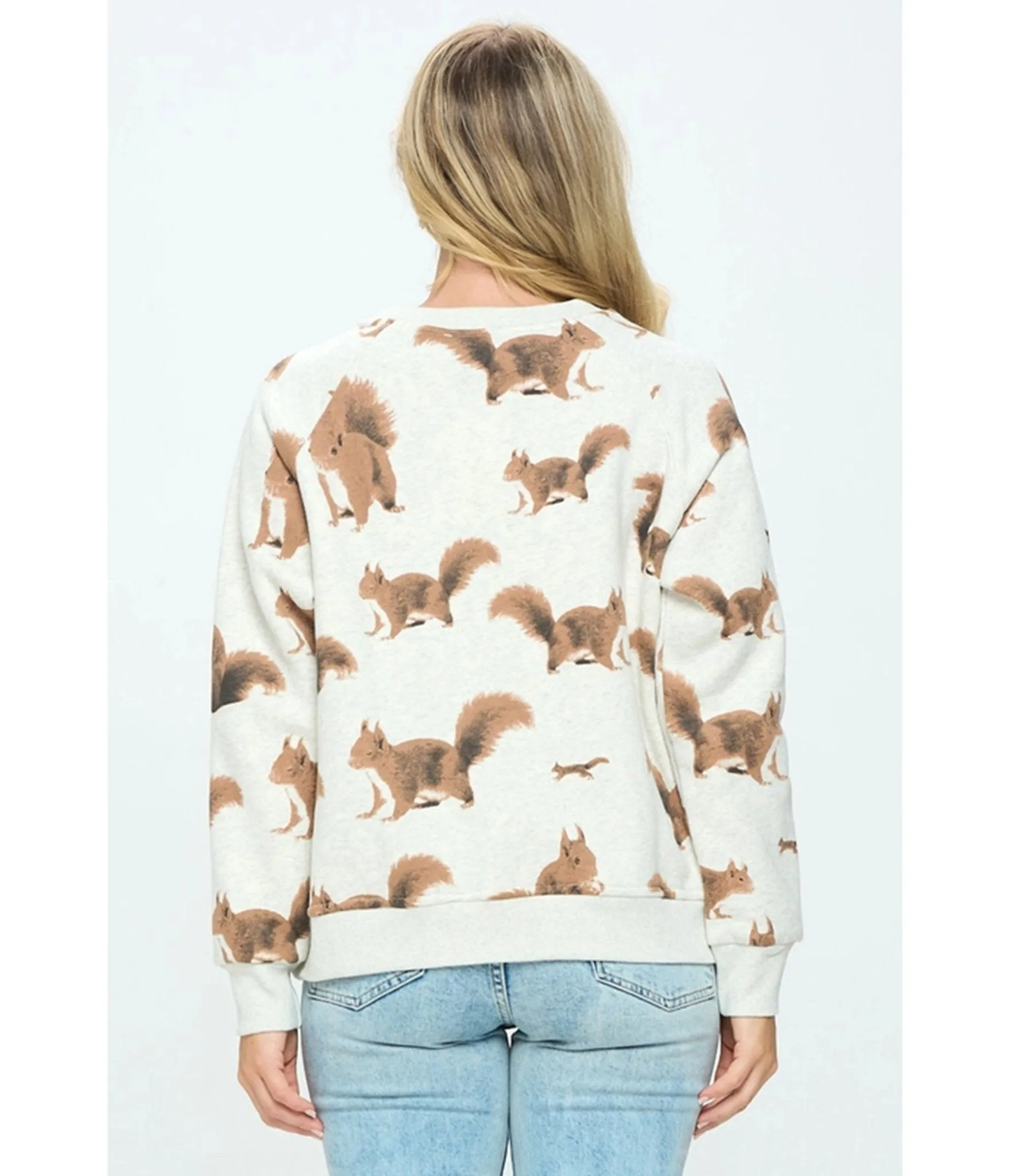 Heather Grey Squirrel Print Sweatshirt sold by Unique Vintage product image thumbnail 2