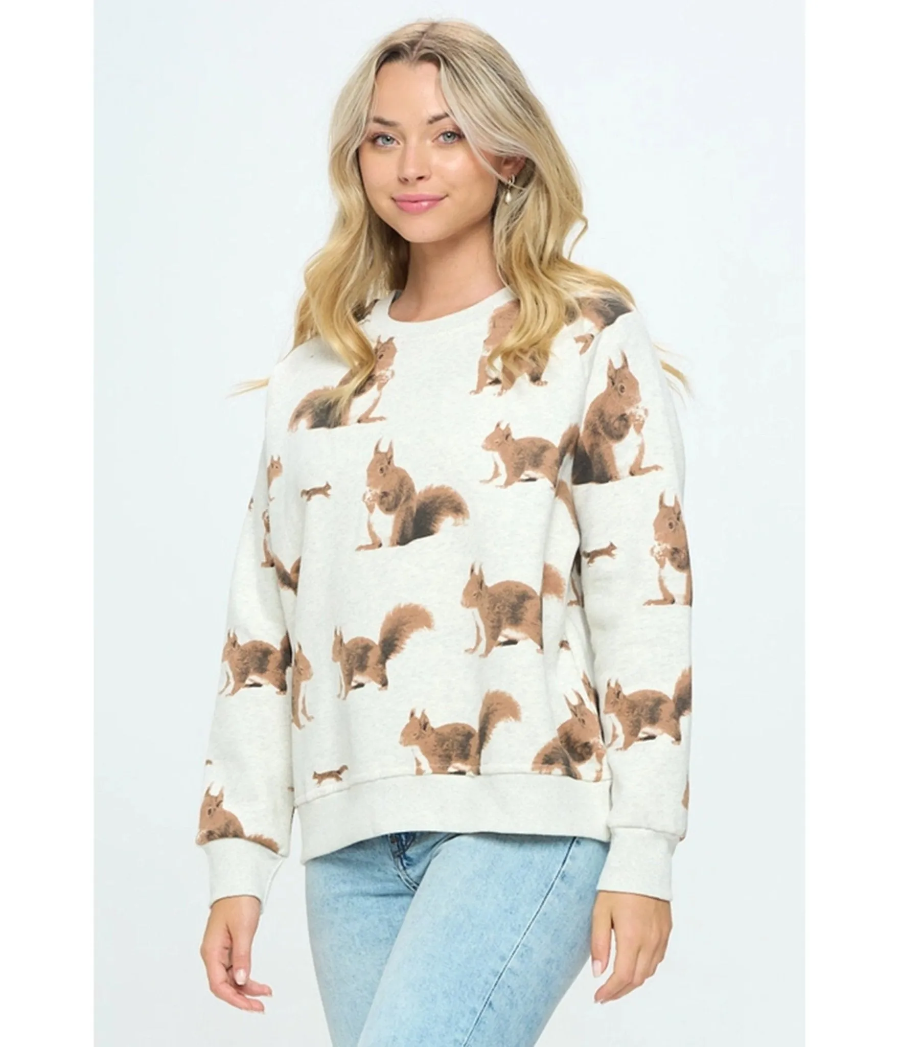 Heather Grey Squirrel Print Sweatshirt sold by Unique Vintage product image thumbnail 3