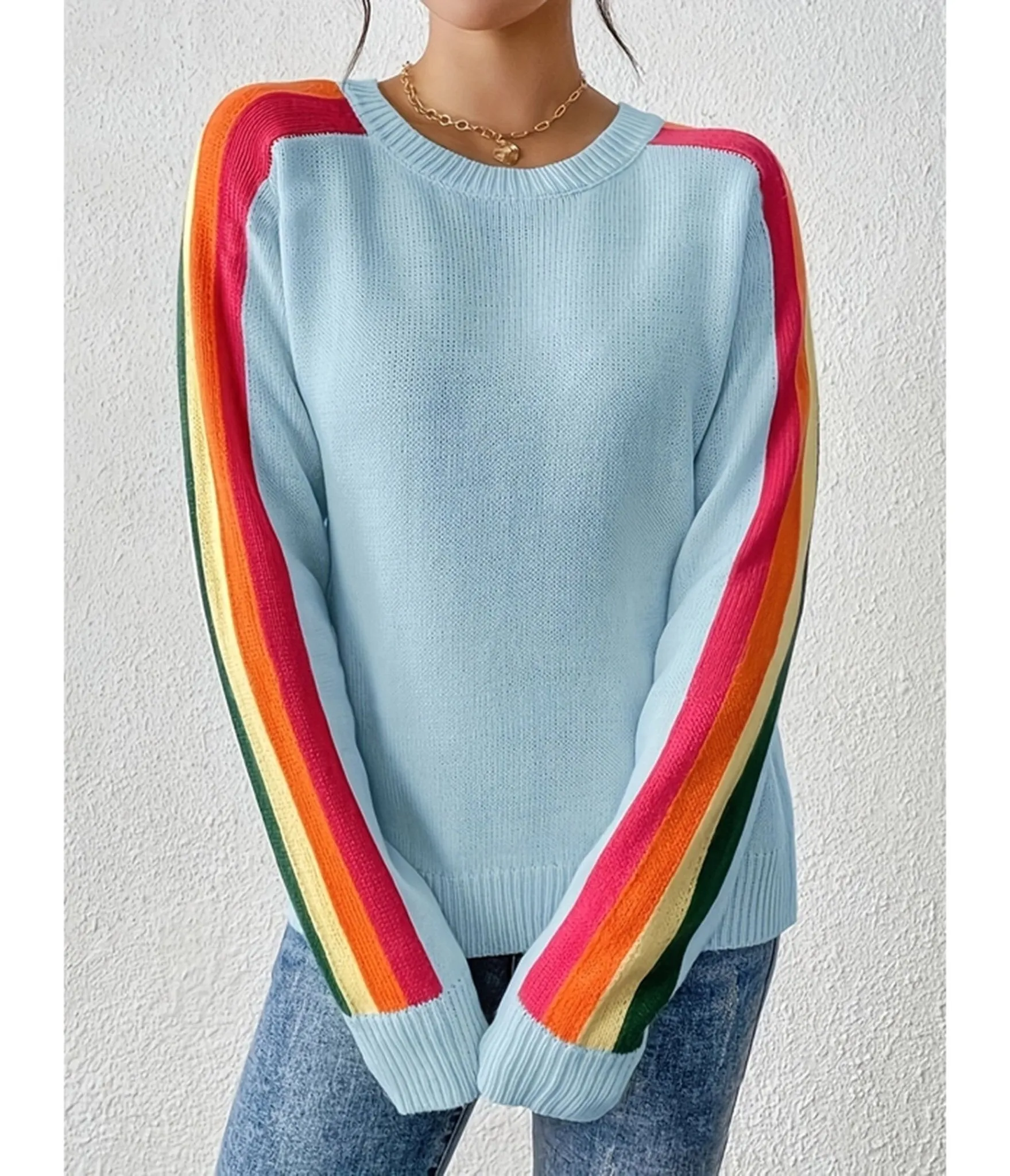 Blue Rainbow Sleeve Sweater sold by Unique Vintage product image thumbnail 4