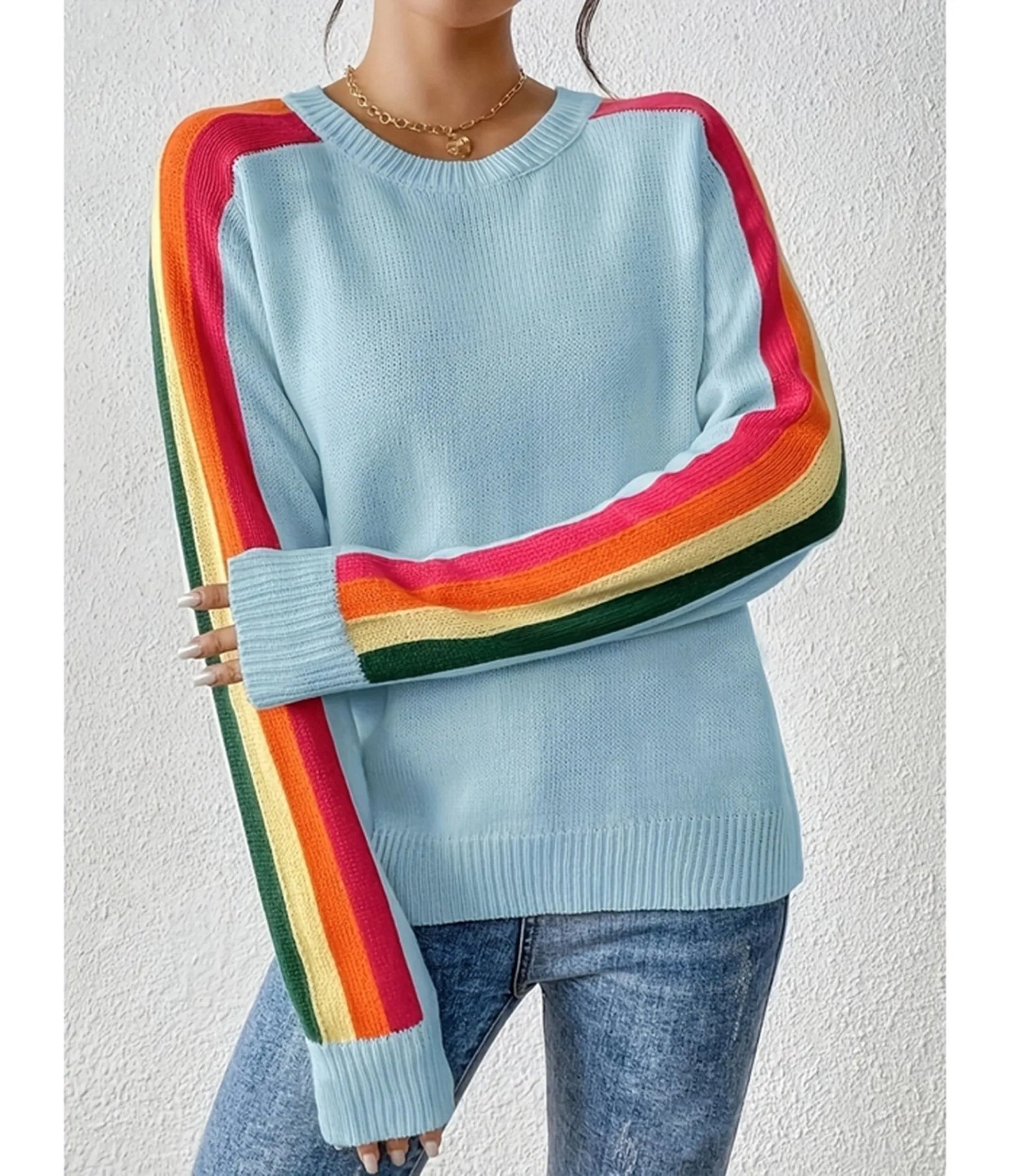 Blue Rainbow Sleeve Sweater sold by Unique Vintage product image thumbnail 3