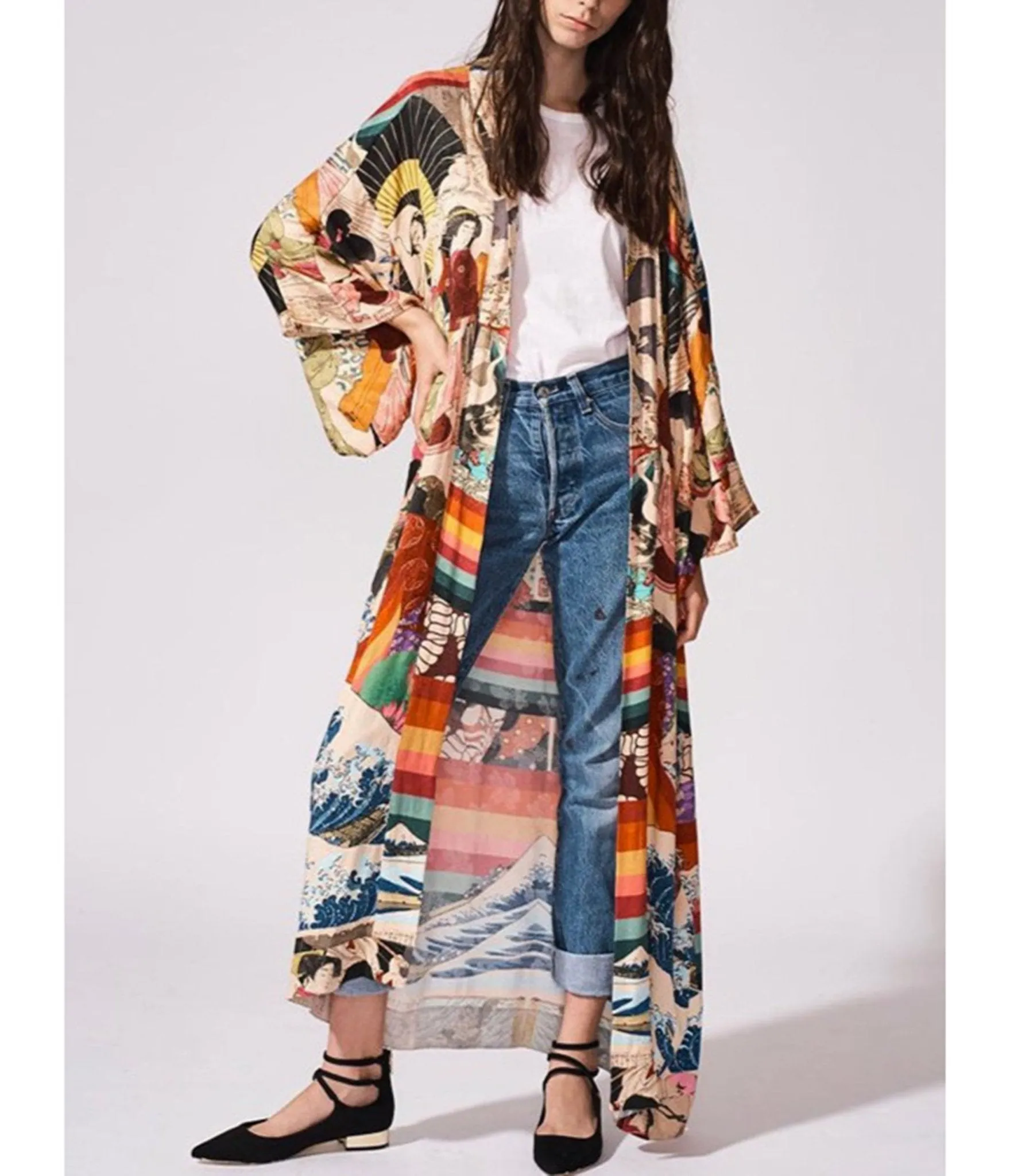 Bohemian Printed Resort Kimono sold by Unique Vintage