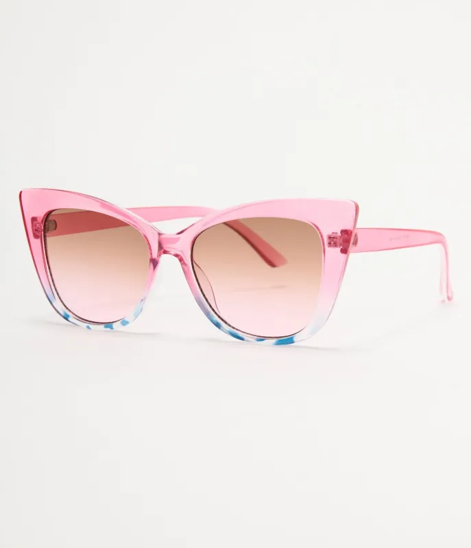 Unique Vintage Pink Ombre Cat Eye Sunglasses made by Unique Vintage