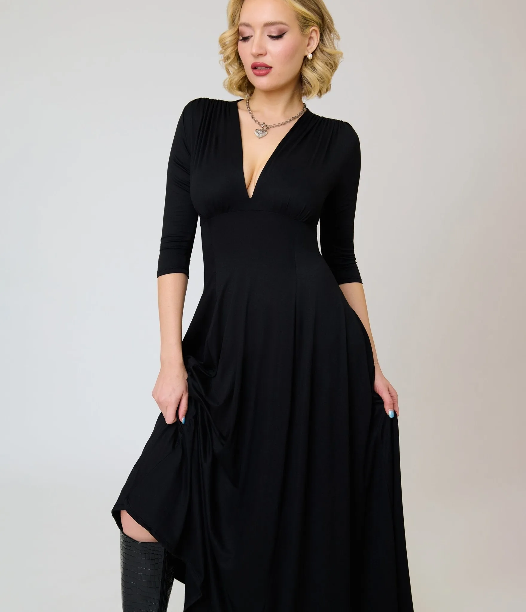 Wax Poetic Black Knit Raquel Maxi Dress sold by Unique Vintage