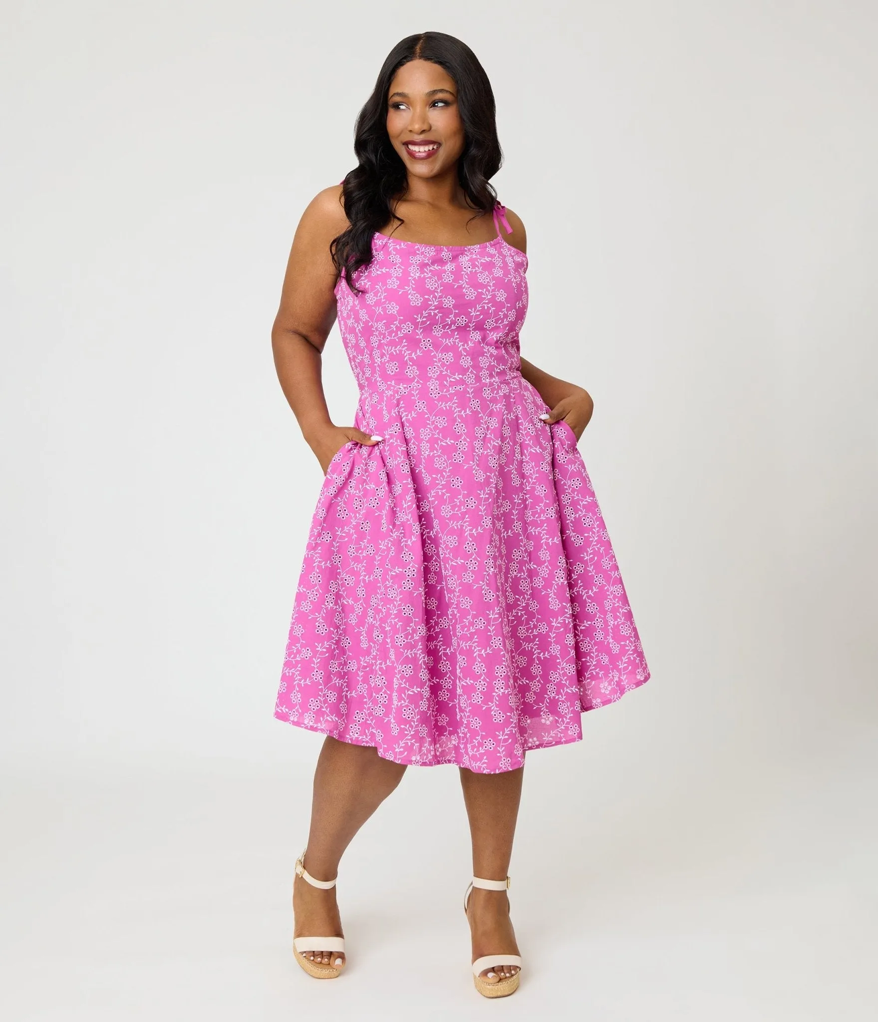 Unique Vintage Plus Size Purple Floral Eyelet Bobbie Swing Dress sold by Unique Vintage product image thumbnail 4