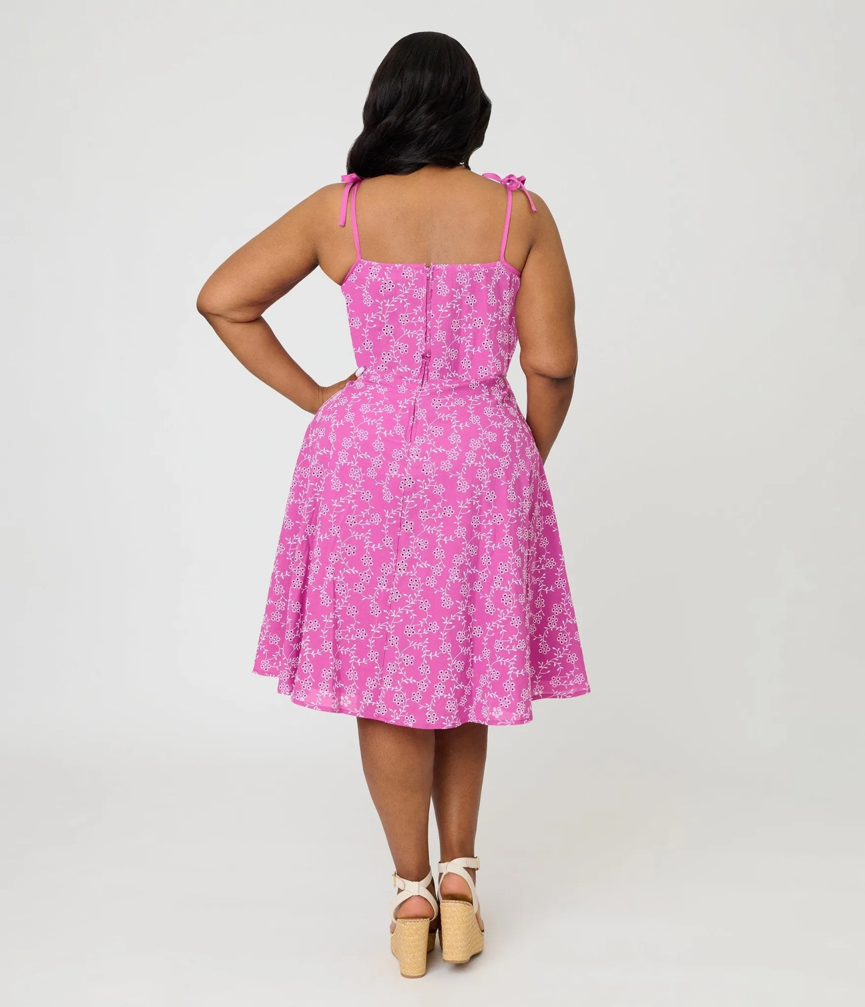 Unique Vintage Plus Size Purple Floral Eyelet Bobbie Swing Dress sold by Unique Vintage product image thumbnail 2