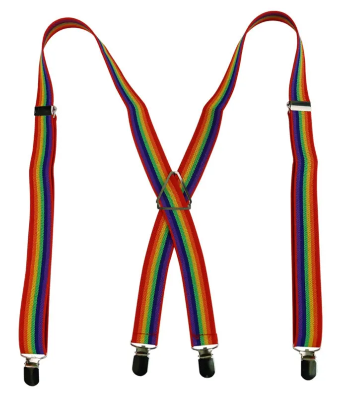 Rainbow Adjustable Suspenders made by Unique Vintage